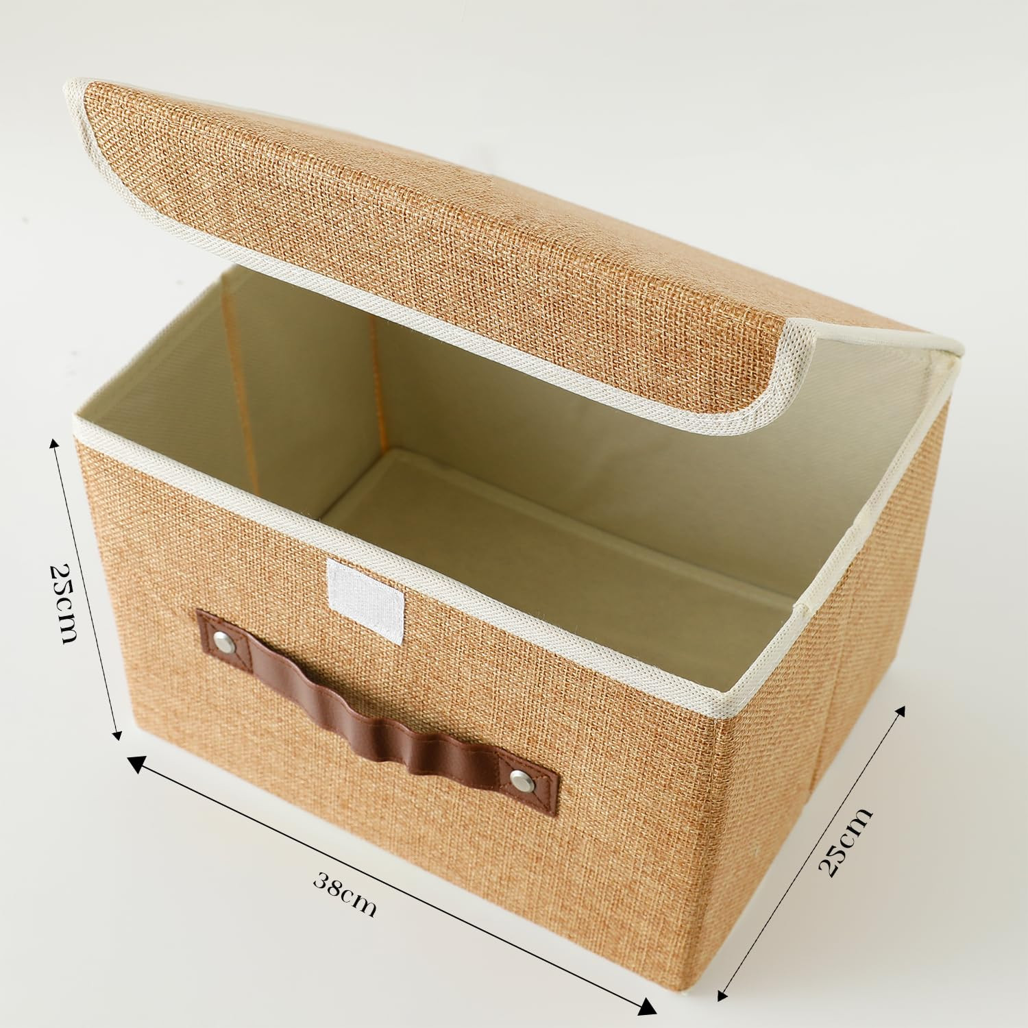 Kuber Industries Large Storage Box With Lid|Foldable Toys Storage Bin|Wardrobe Organizer For clothes|Front Handle & Sturdy (Khadi)
