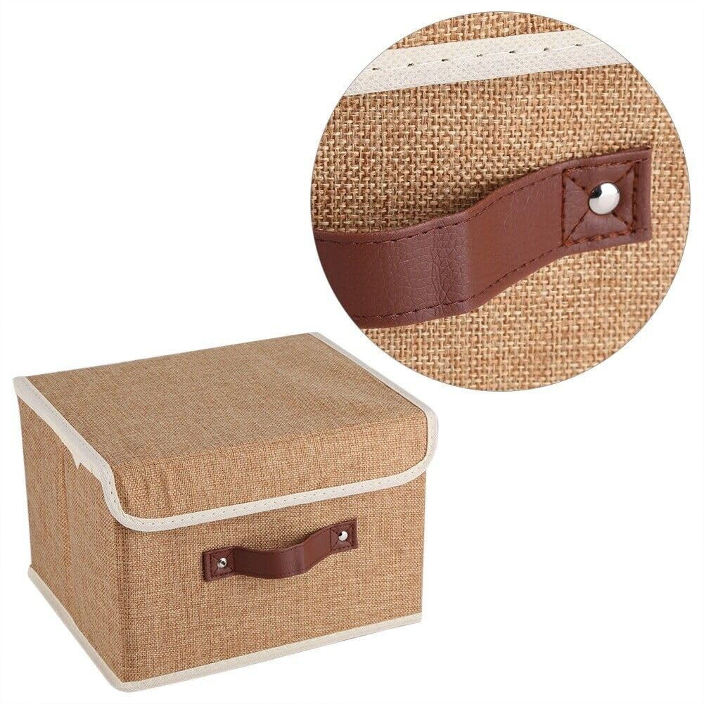 Kuber Industries Large Storage Box With Lid|Foldable Toys Storage Bin|Wardrobe Organizer For clothes|Front Handle & Sturdy (Khadi)