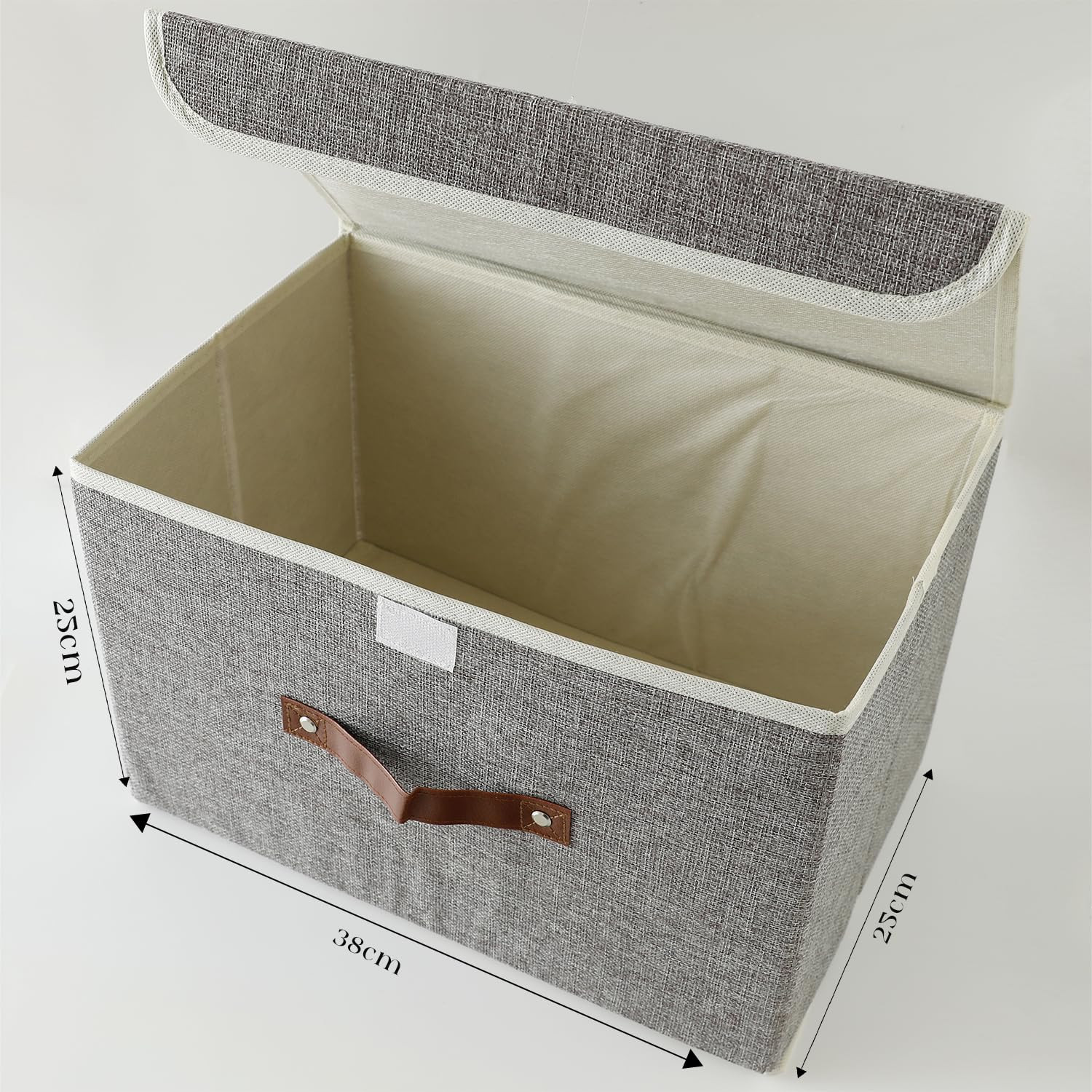 Kuber Industries Large Storage Box With Lid|Foldable Toys Storage Bin|Wardrobe Organizer For clothes|Front Handle & Sturdy (Grey)