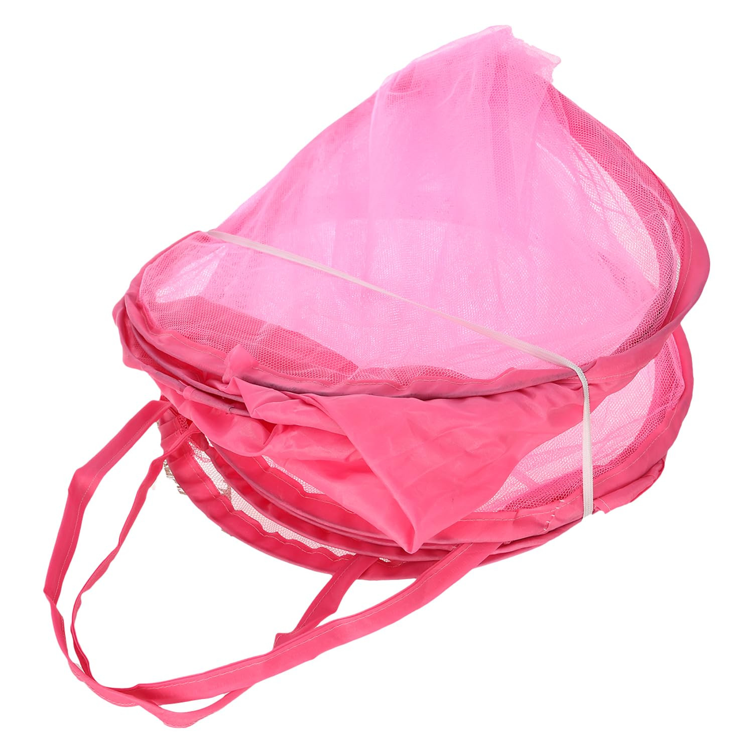Kuber Industries Laundry Basket | Disney Princess Net Foldable Laundry | Nylon Storage Basket with Handle | Basket for Home | Toy Storage | 30 LTR | Pink