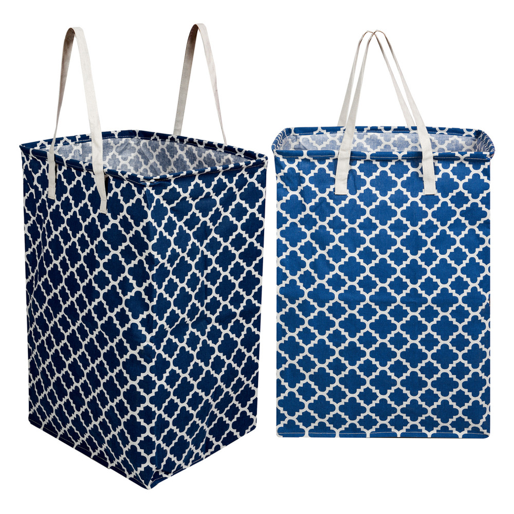 Kuber Industries Laundry Basket | Laundry Basket | Canvas Storage Bag with Handles | Clothes Basket for Home | Toy Storage Basket | 75 LTR | Large | Pack of 2 | Multicolor