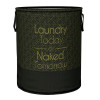 Kuber Industries Laundry Basket | Non-Woven Round Laundry Basket | Clothes Storage Hamper | Foldable Laundry Bag with Handle | Toy Storage Basket | Golden Dot | 45 LTR | Black
