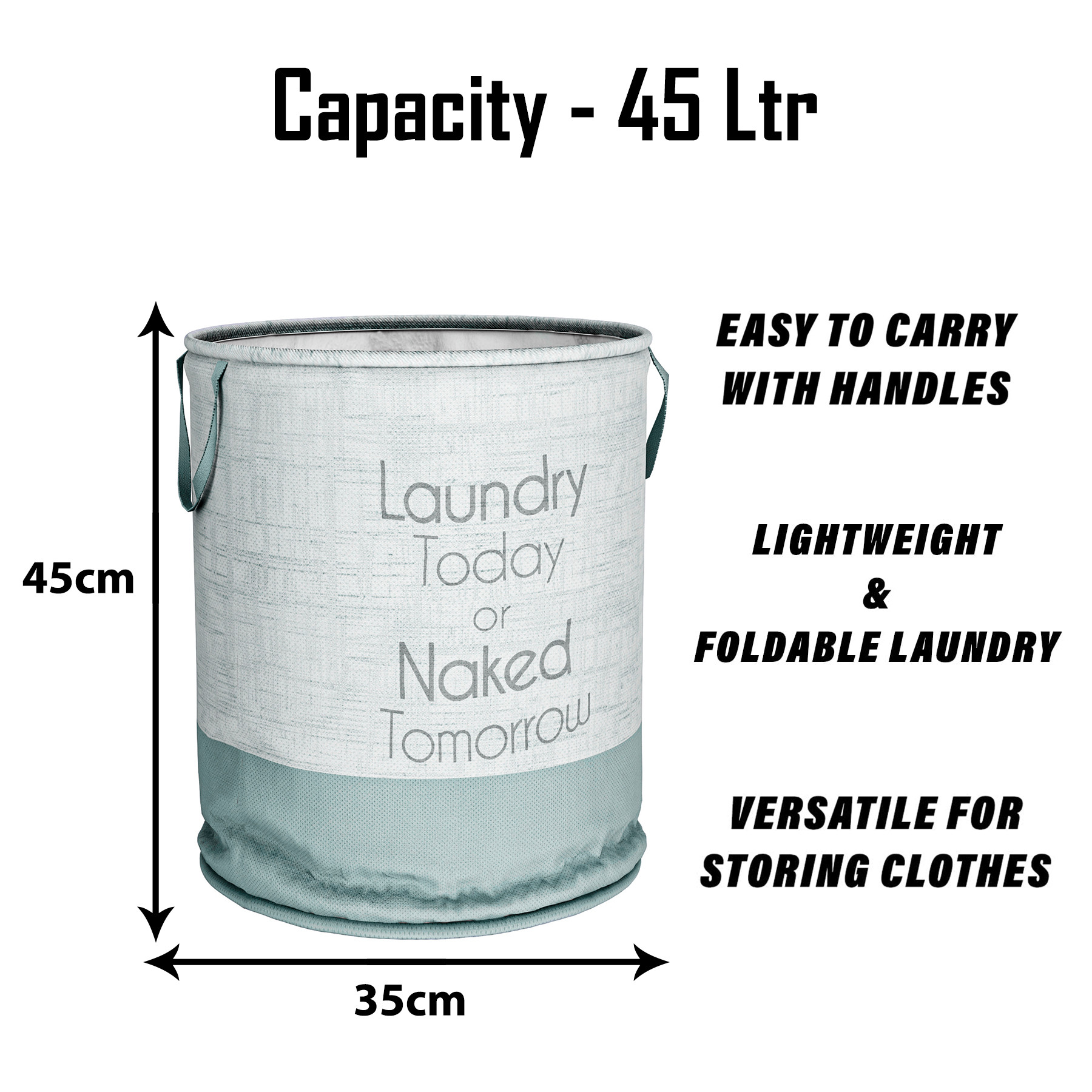Kuber Industries Laundry Basket | Non-Woven Round Laundry Basket | Clothes Storage Hamper | Foldable Laundry Bag with Handle | Toy Storage Basket | 45 LTR | Pack of 3 | Multicolor