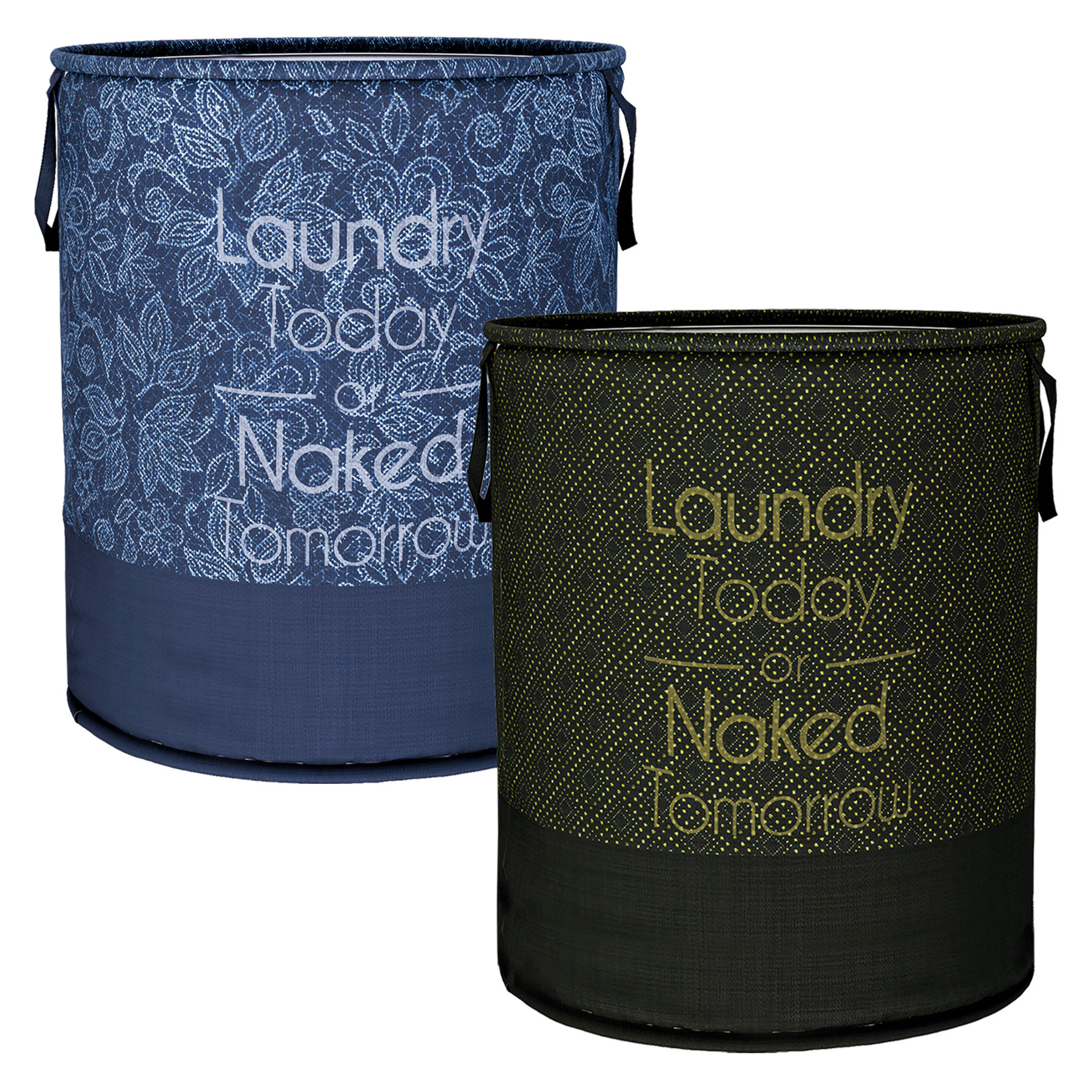 Kuber Industries Laundry Basket | Non-Woven Round Laundry Basket | Clothes Storage Hamper | Foldable Laundry Bag with Handle | Toy Storage Basket | 45 LTR | Pack of 2 | Multicolor