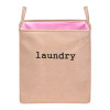Kuber Industries Laundry Basket | Square Foldable Laundry Basket | Jute Storage Bag with Handles | Clothes Basket for Home | Toy Storage Basket | 40 LTR | Peach