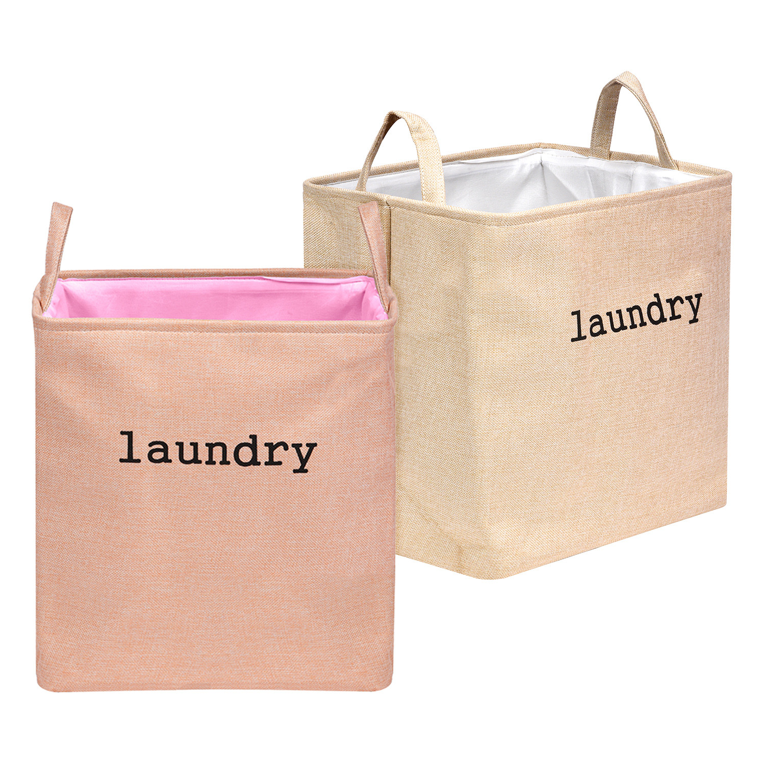 Kuber Industries Laundry Basket | Square Foldable Laundry Basket | Jute Storage Bag with Handles | Clothes Basket for Home | Toy Storage Basket | 40 LTR | Pack of 2 | Multicolor