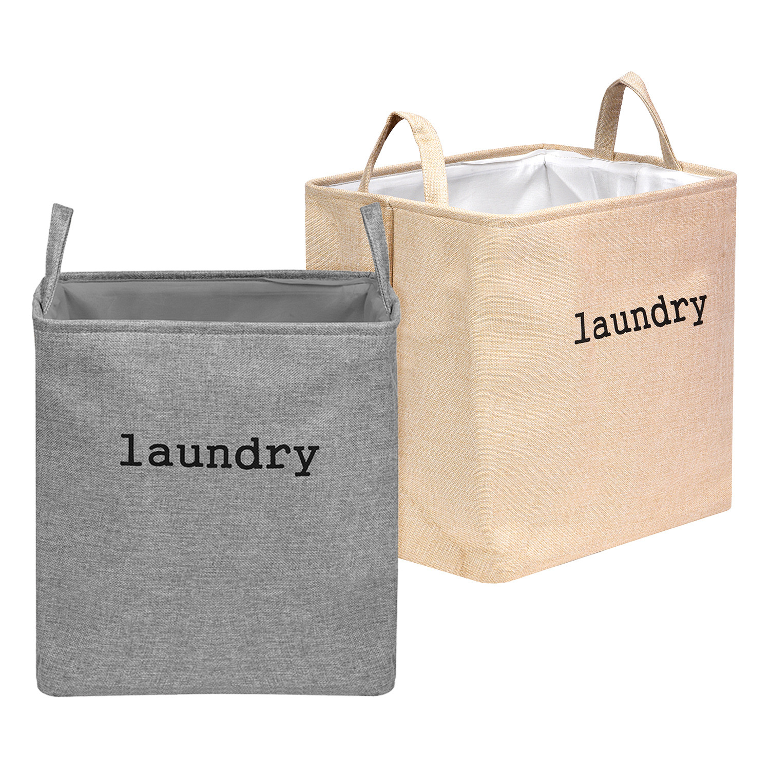 Kuber Industries Laundry Basket | Square Foldable Laundry Basket | Jute Storage Bag with Handles | Clothes Basket for Home | Toy Storage Basket | 40 LTR | Pack of 2 | Multicolor