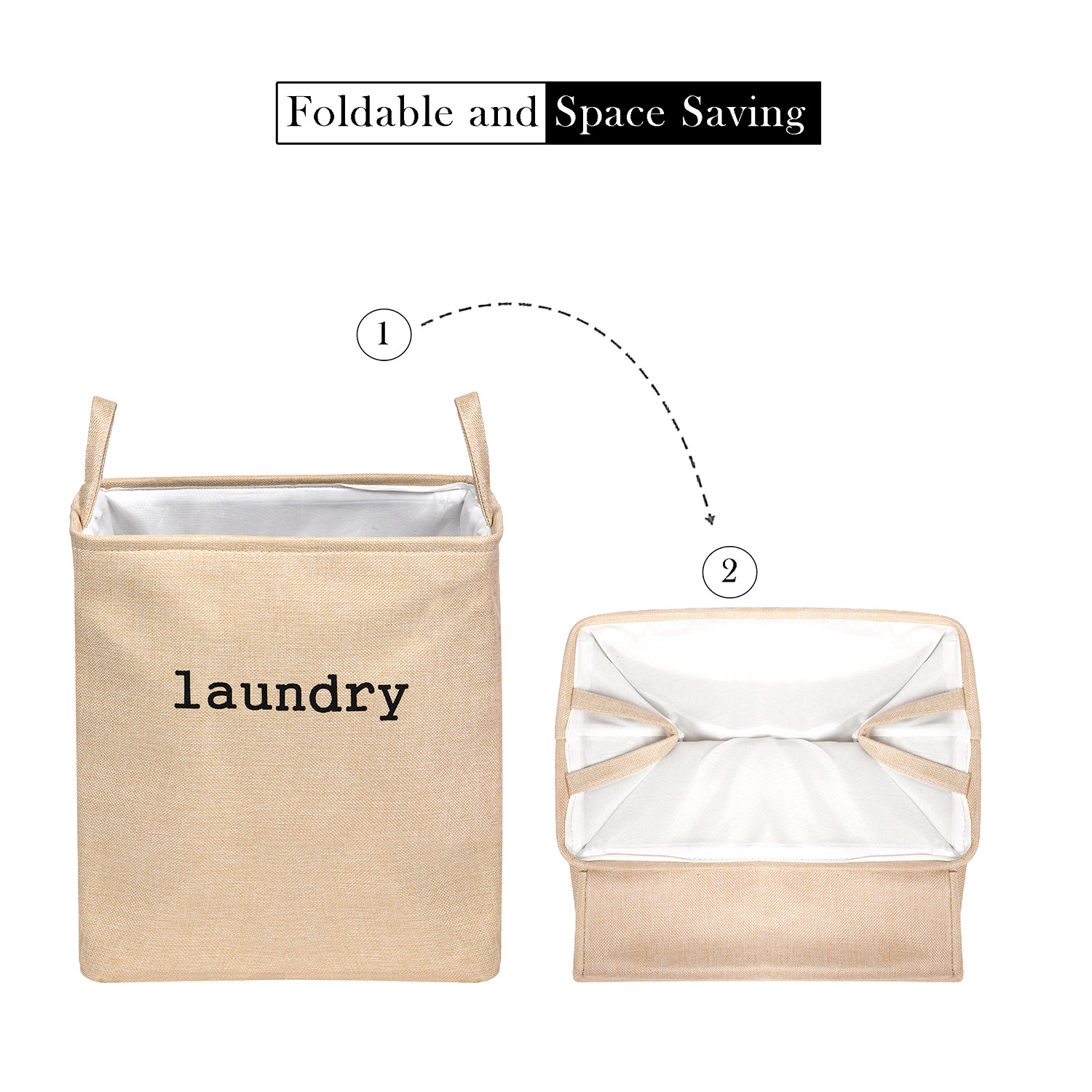 Kuber Industries Laundry Basket | Square Foldable Laundry Basket | Jute Storage Bag with Handles | Clothes Basket for Home | Toy Storage Basket | 40 LTR | Pack of 2 | Multicolor