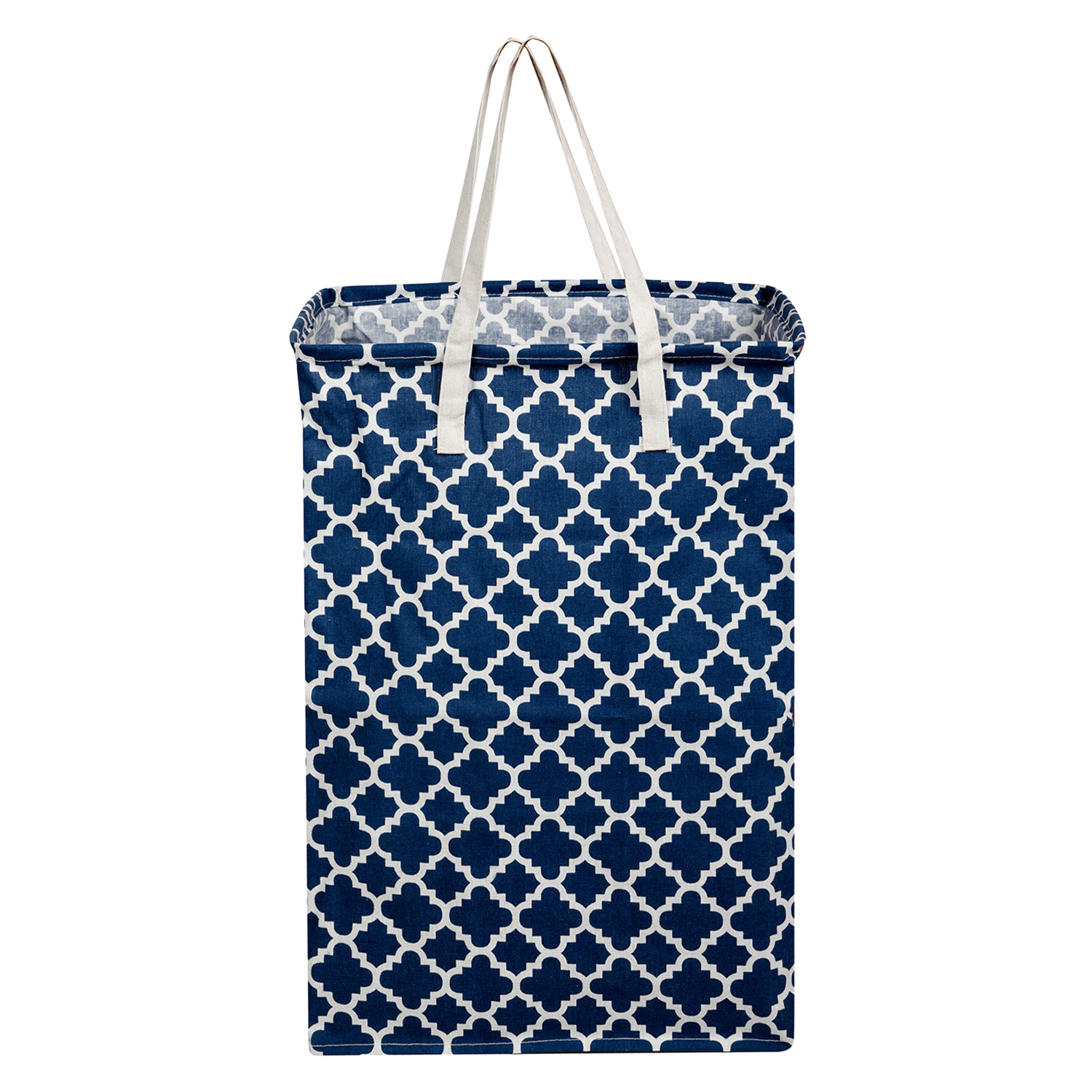 Kuber Industries Laundry Basket | Star Laundry Basket | Canvas Storage Bag with Handles | Clothes Storage Basket for Home | Toy Storage Basket | 75 LTR | Large | Navy Blue