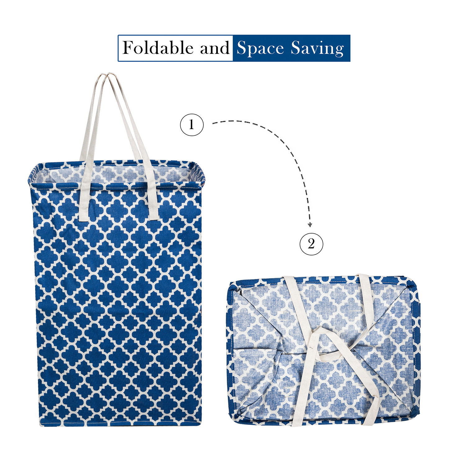Kuber Industries Laundry Basket  Star Laundry Basket  Canvas Storage Bag with Handles  Clothes Storage Basket for Home  Toy Storage Basket  75 LTR  Large  Royal Blue