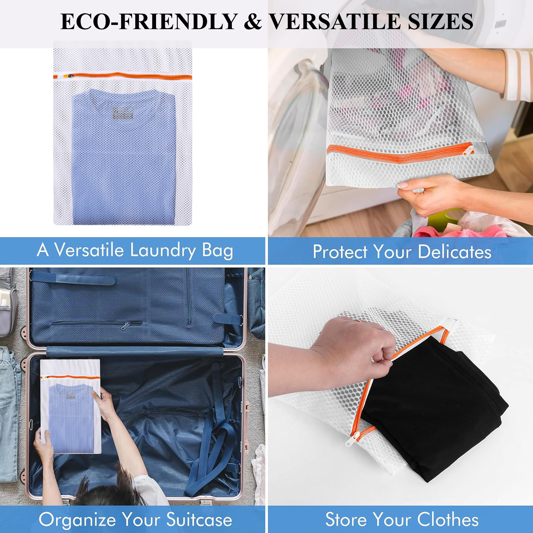Kuber Industries Laundry Washing Bags | Reusable Mesh Laundry Bags | Washing Bags for Blouse-Bra-Panty-Hosiery-Lingerie-Jeans | Laundry Storage Bag | Clothes Bags |White