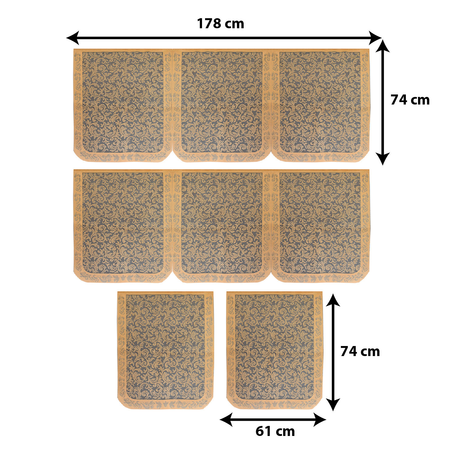 Kuber Industries Leaf Design 5 Seater Cotton Sofa Cover Set (Golden)