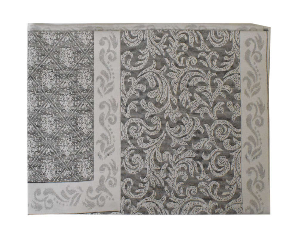 Kuber Industries Leaf Design Cotton 4 Seater Center Table Cover 60&quot;x40&quot; (White)