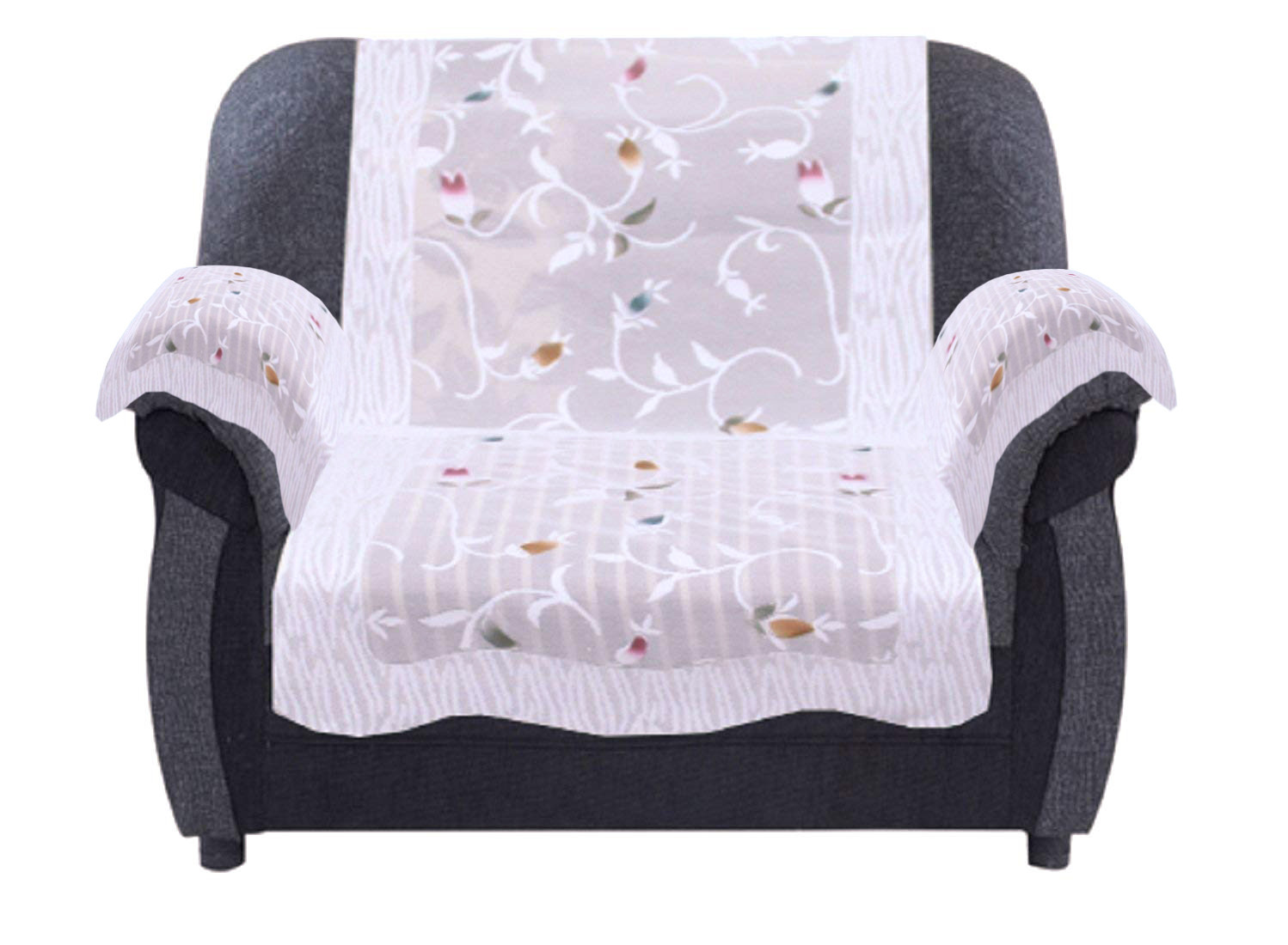 Kuber Industries Leaf Design Cotton 5 Seater Sofa Cover With 6 Pieces Arms cover And 1 Center Table Cover Use Both Side, Living Room, Drawing Room, Bedroom, Guest Room (Set Of17, Cream)-KUBMRT12011