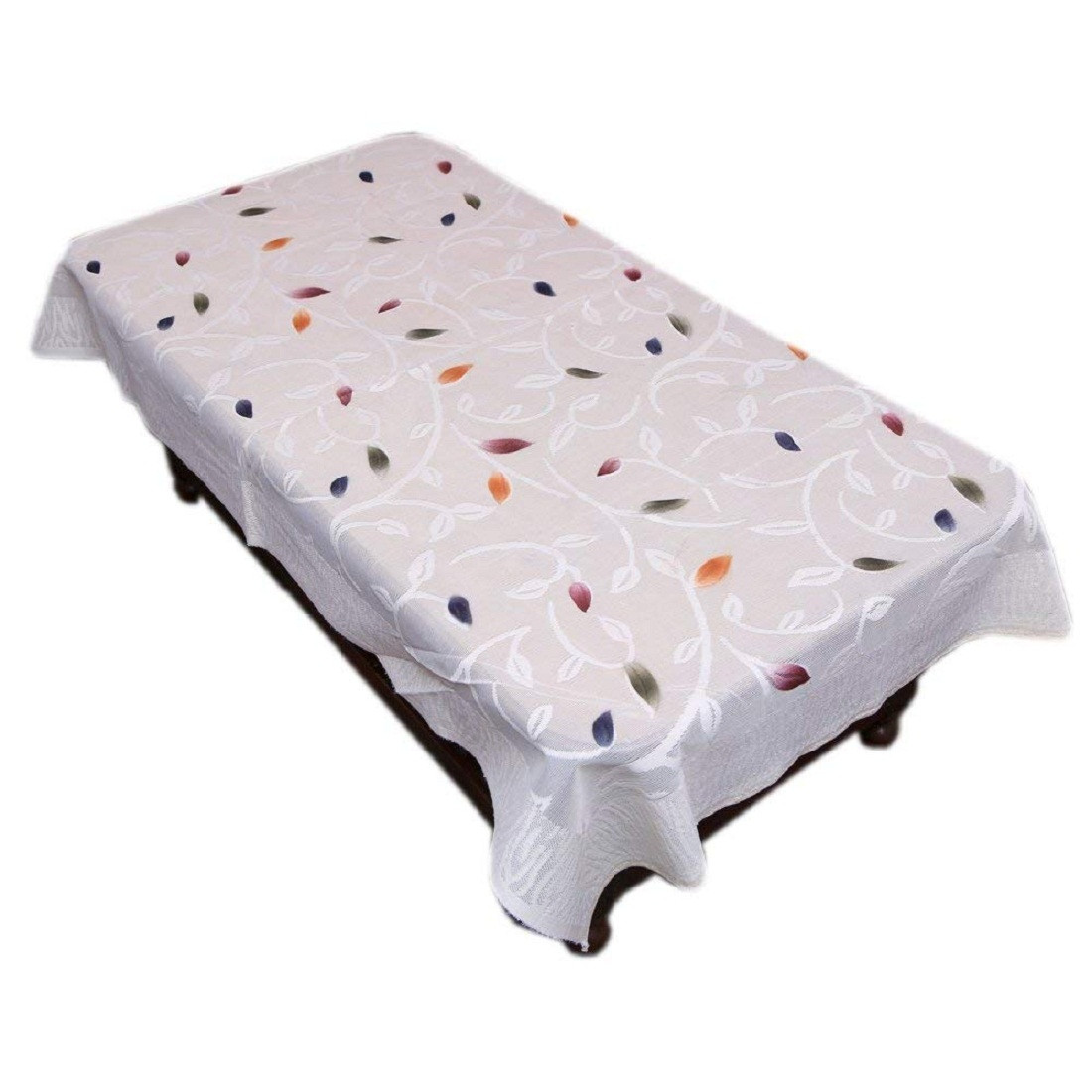 Kuber Industries Leaf Design Cotton 5 Seater Sofa Cover With 6 Pieces Arms cover And 1 Center Table Cover Use Both Side, Living Room, Drawing Room, Bedroom, Guest Room (Set Of17, Cream)-KUBMRT12011