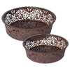 Kuber Industries Leaf Design Multipurpose Round Shape Basket Ideal For Friuts, Vegetable, Toys Small &amp; Large Pack of 2 (Brown)