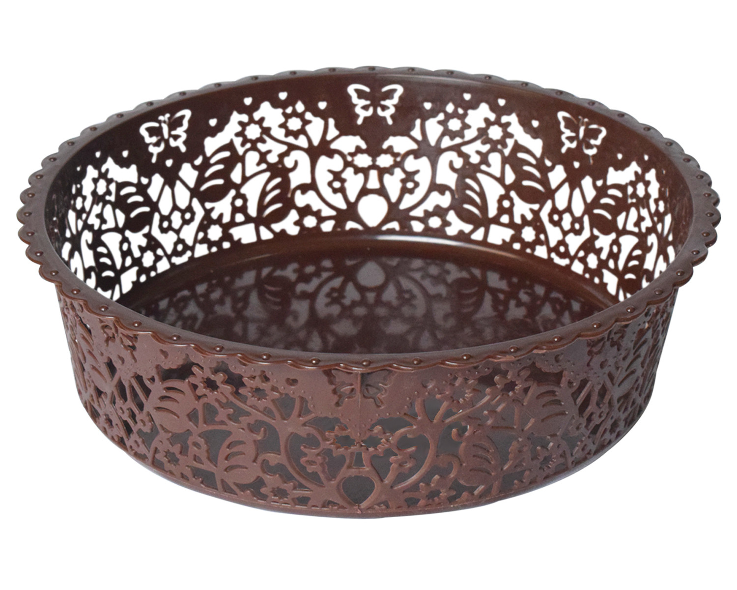 Kuber Industries Leaf Design Multipurpose Round Shape Basket Ideal For Friuts, Vegetable, Toys Small & Large Pack of 2 (Brown)