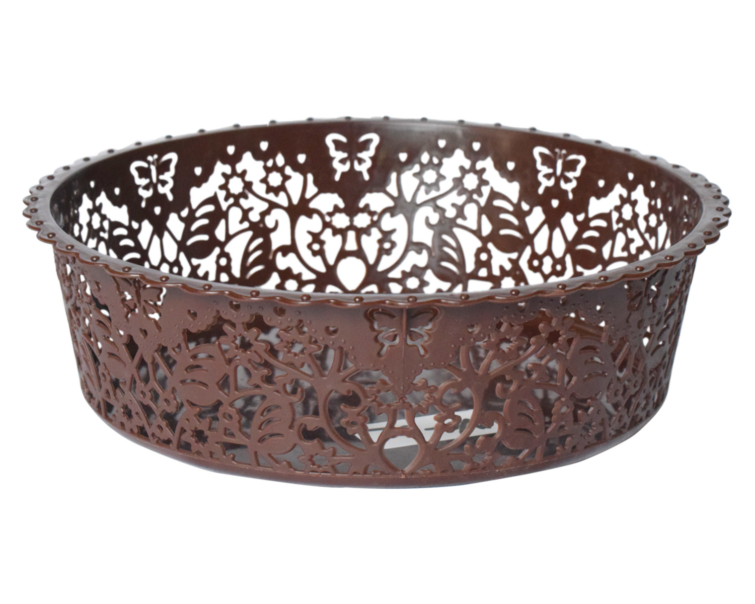 Kuber Industries Leaf Design Multipurpose Round Shape Basket Ideal For Friuts, Vegetable, Toys Small & Large Pack of 2 (Brown)