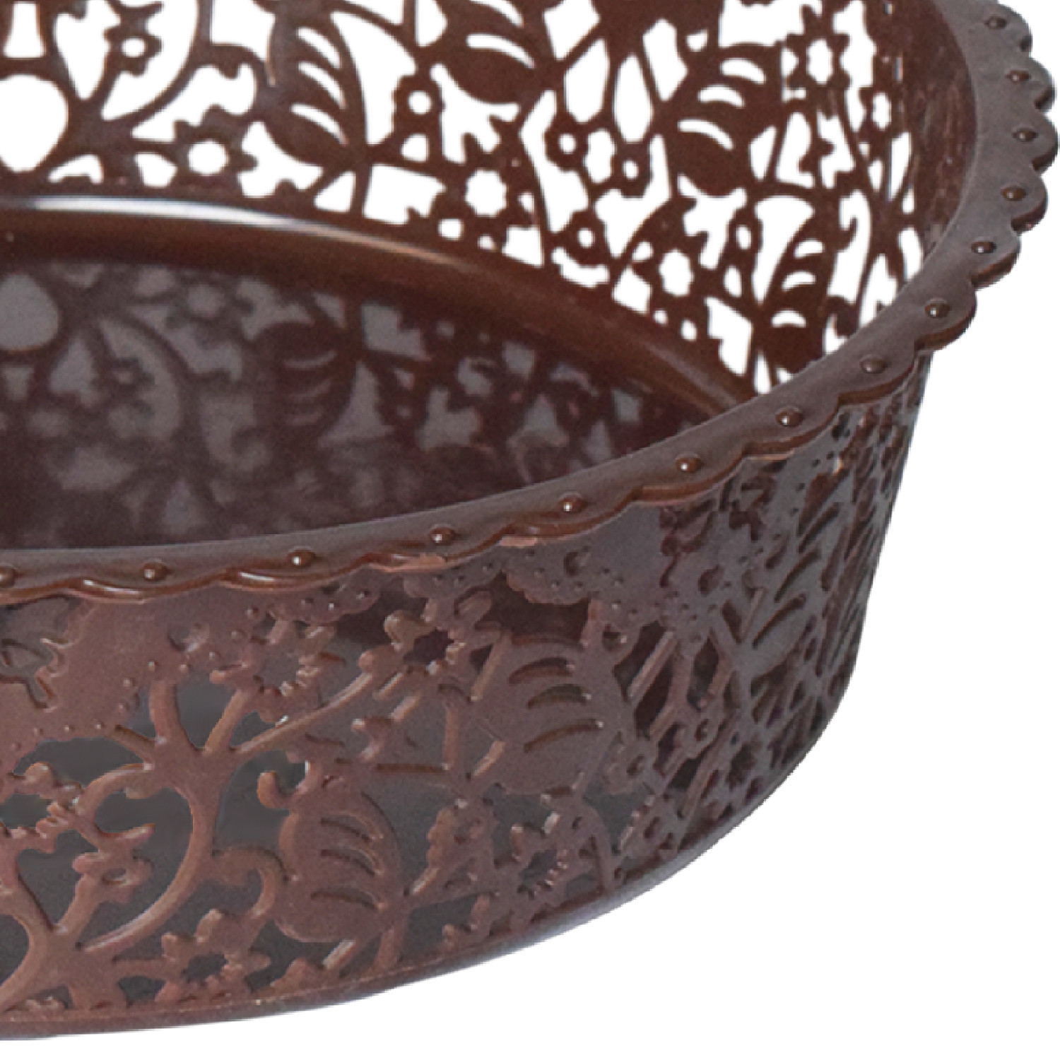 Kuber Industries Leaf Design Multipurpose Round Shape Basket Ideal For Friuts, Vegetable, Toys Small & Large Pack of 2 (Brown)
