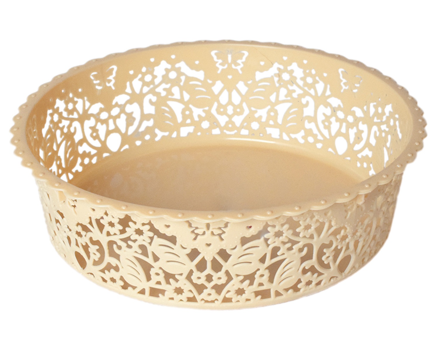 Kuber Industries Leaf Design Multipurpose Round Shape Basket Ideal For Friuts, Vegetable, Toys Small & Large Pack of 2 (Beige)
