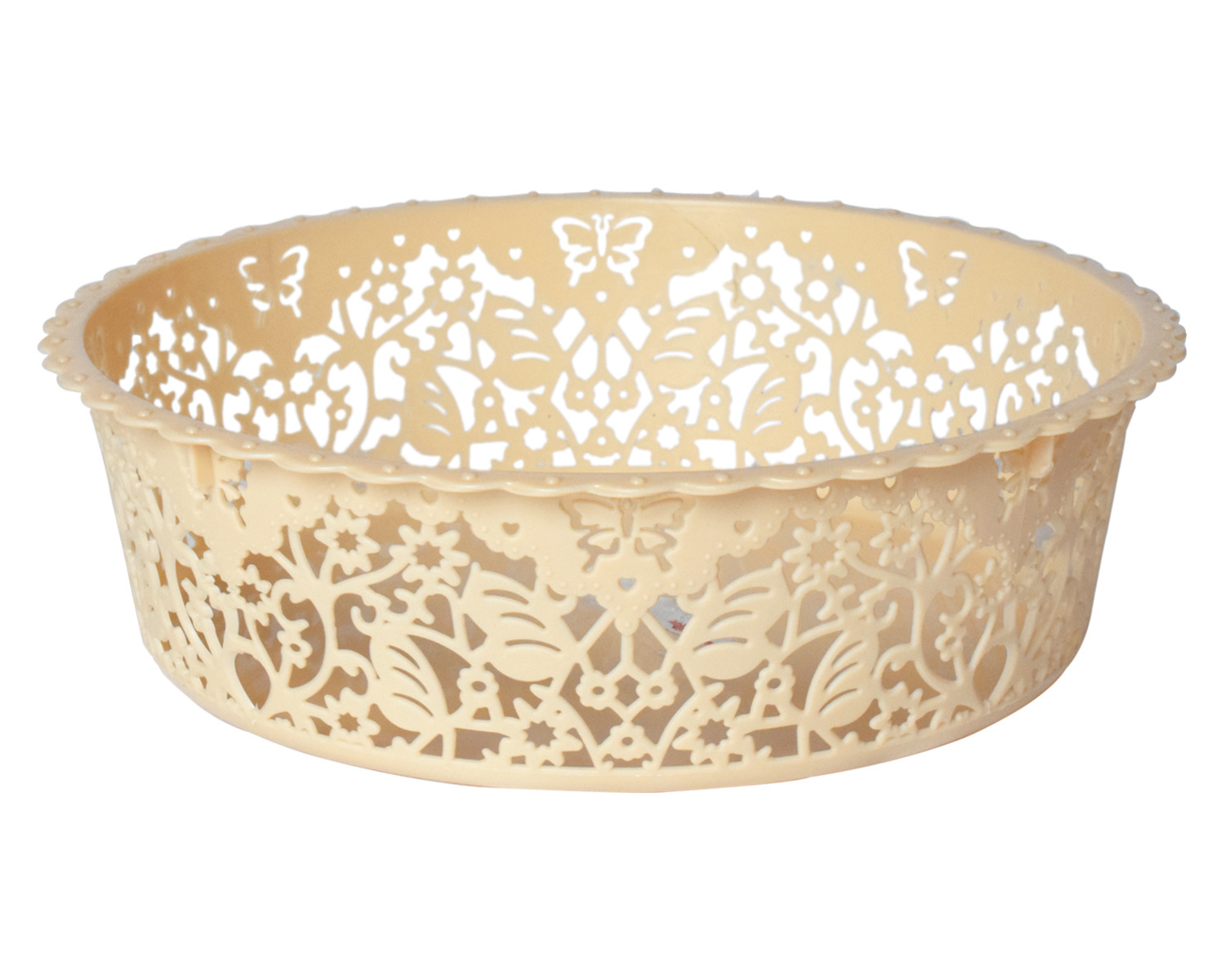 Kuber Industries Leaf Design Multipurpose Round Shape Basket Ideal For Friuts, Vegetable, Toys Small & Large Pack of 2 (Beige)