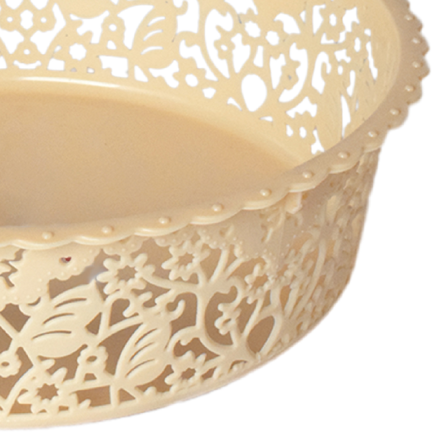 Kuber Industries Leaf Design Multipurpose Round Shape Basket Ideal For Friuts, Vegetable, Toys Small & Large Pack of 2 (Beige)