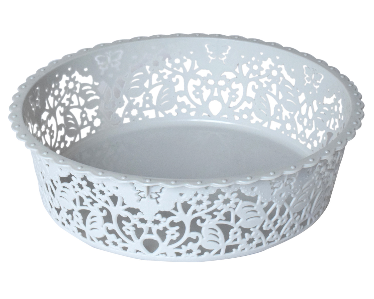 Kuber Industries Leaf Design Multipurpose Round Shape Basket Ideal For Friuts, Vegetable, Toys Small & Large Pack of 2 (Grey)
