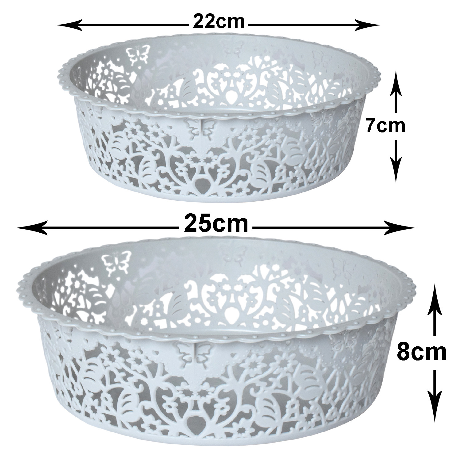 Kuber Industries Leaf Design Multipurpose Round Shape Basket Ideal For Friuts, Vegetable, Toys Small & Large Pack of 2 (Grey)