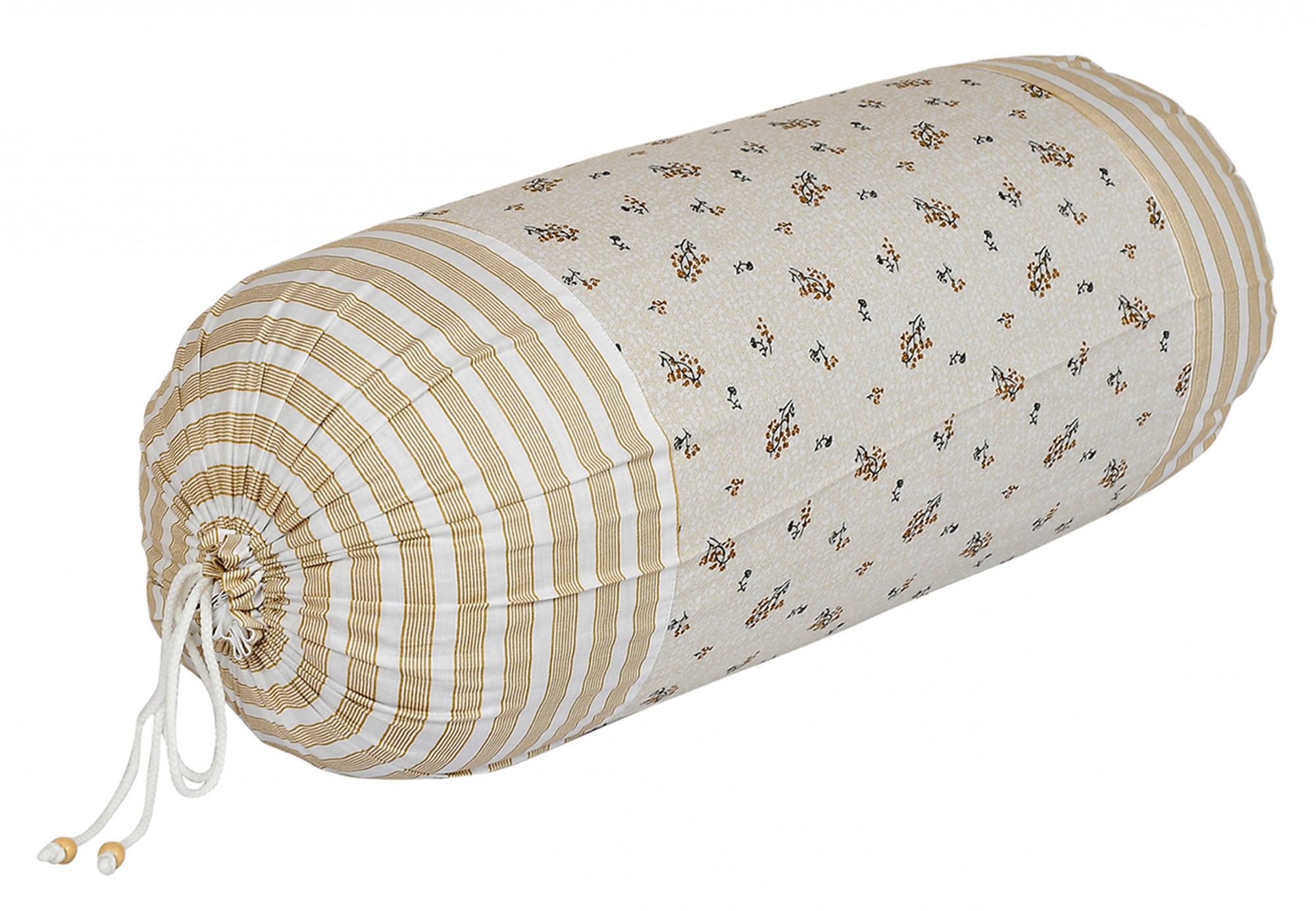 Kuber Industries Leaf Design Premium Cotton Bolster Covers, 16 x 30 inch,(Cream)