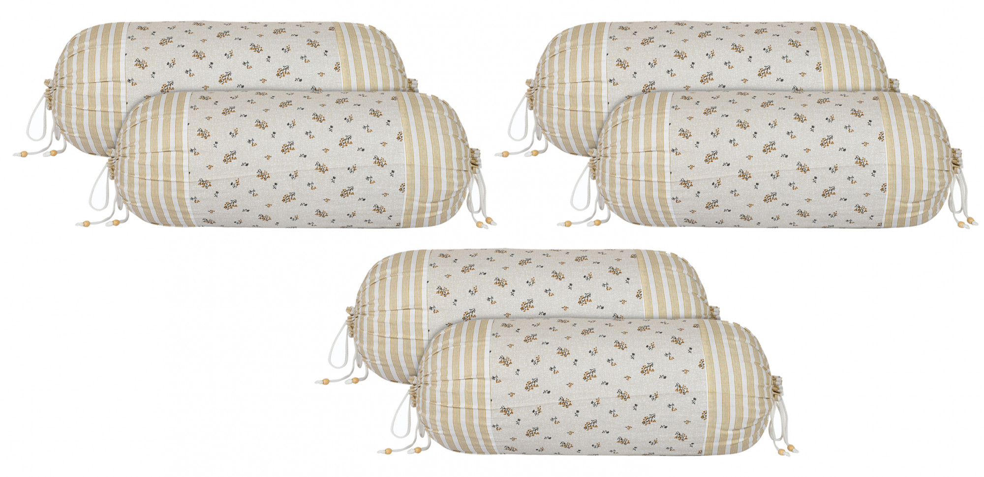 Kuber Industries Leaf Design Premium Cotton Bolster Covers, 16 x 30 inch,(Cream)