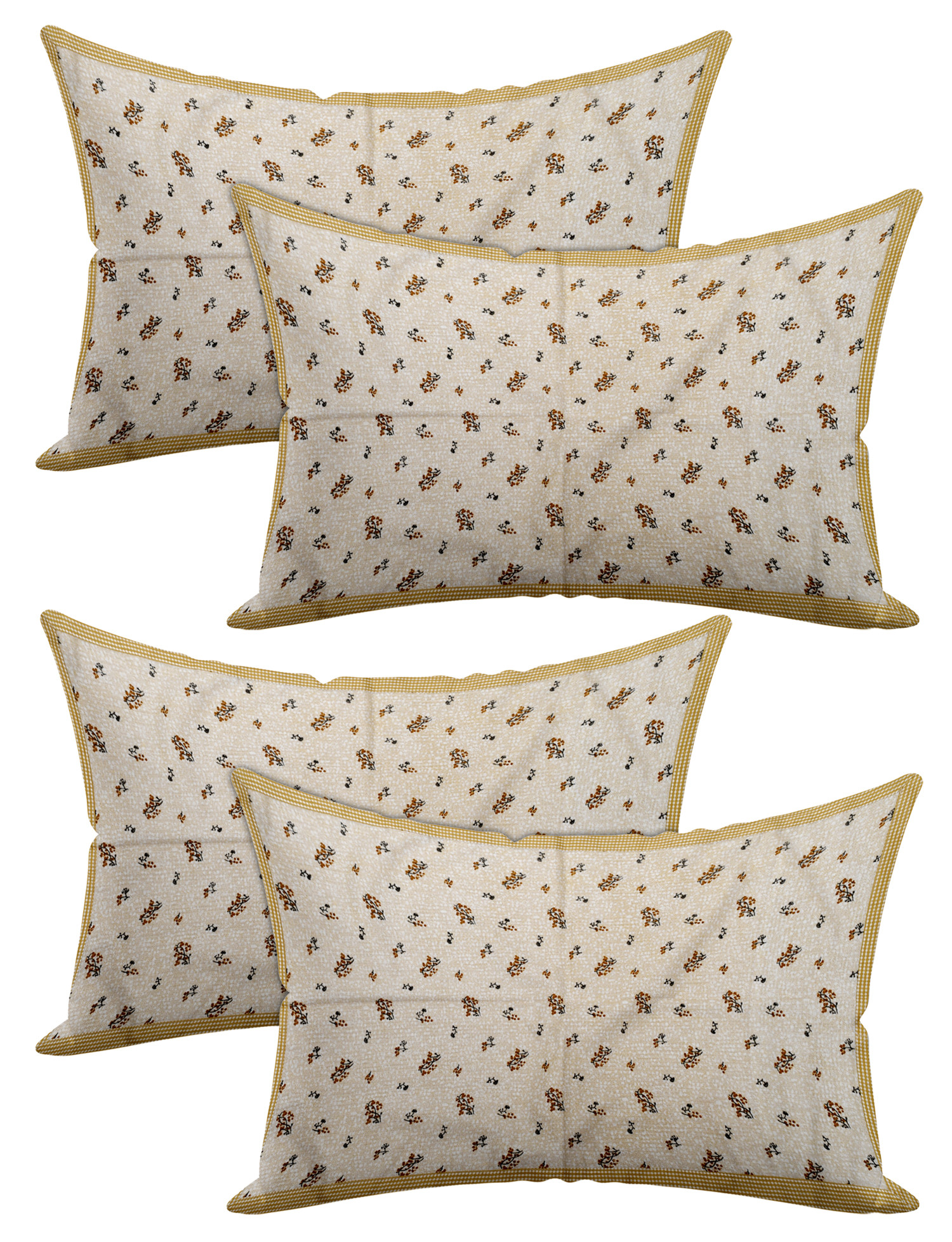 Kuber Industries Leaf Design Premium Cotton Pillow Covers, 18 x 28 inch,(Cream)