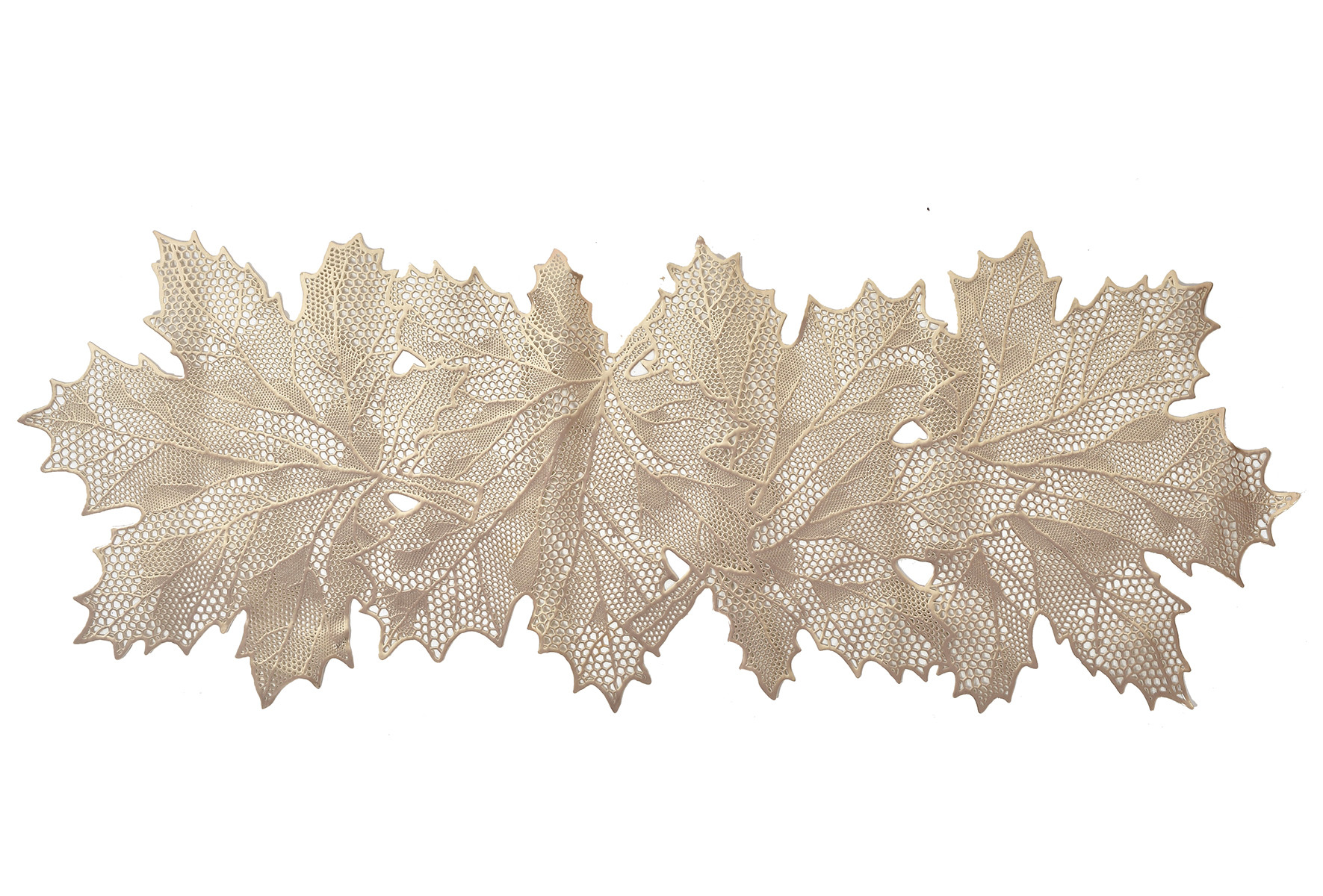 Kuber Industries Leaf Design Soft Leather Table Runner For Patios Family Dinner Office Kitchen Table (Gold)-HS43KUBMART26601