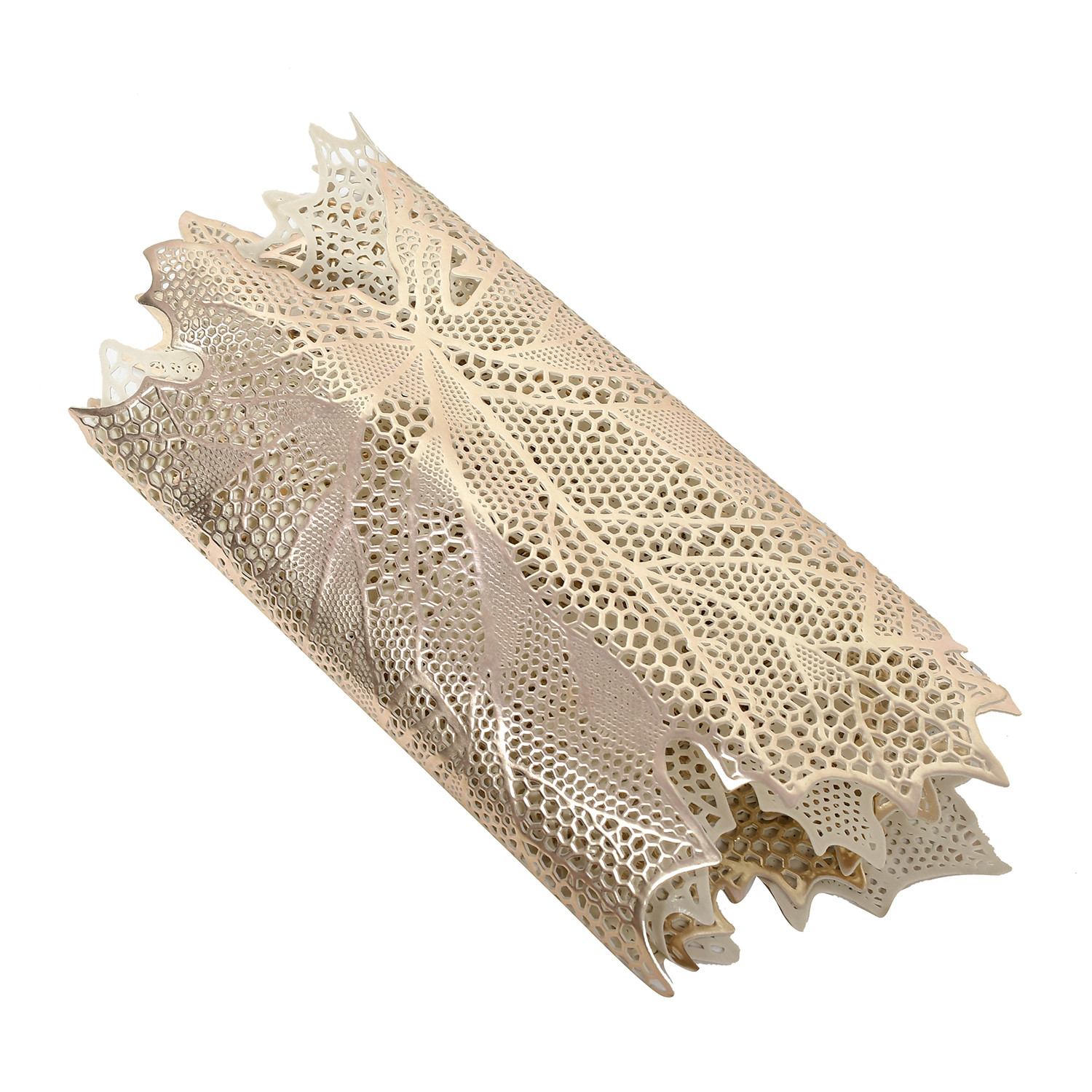 Kuber Industries Leaf Design Soft Leather Table Runner For Patios Family Dinner Office Kitchen Table (Gold)-HS43KUBMART26601