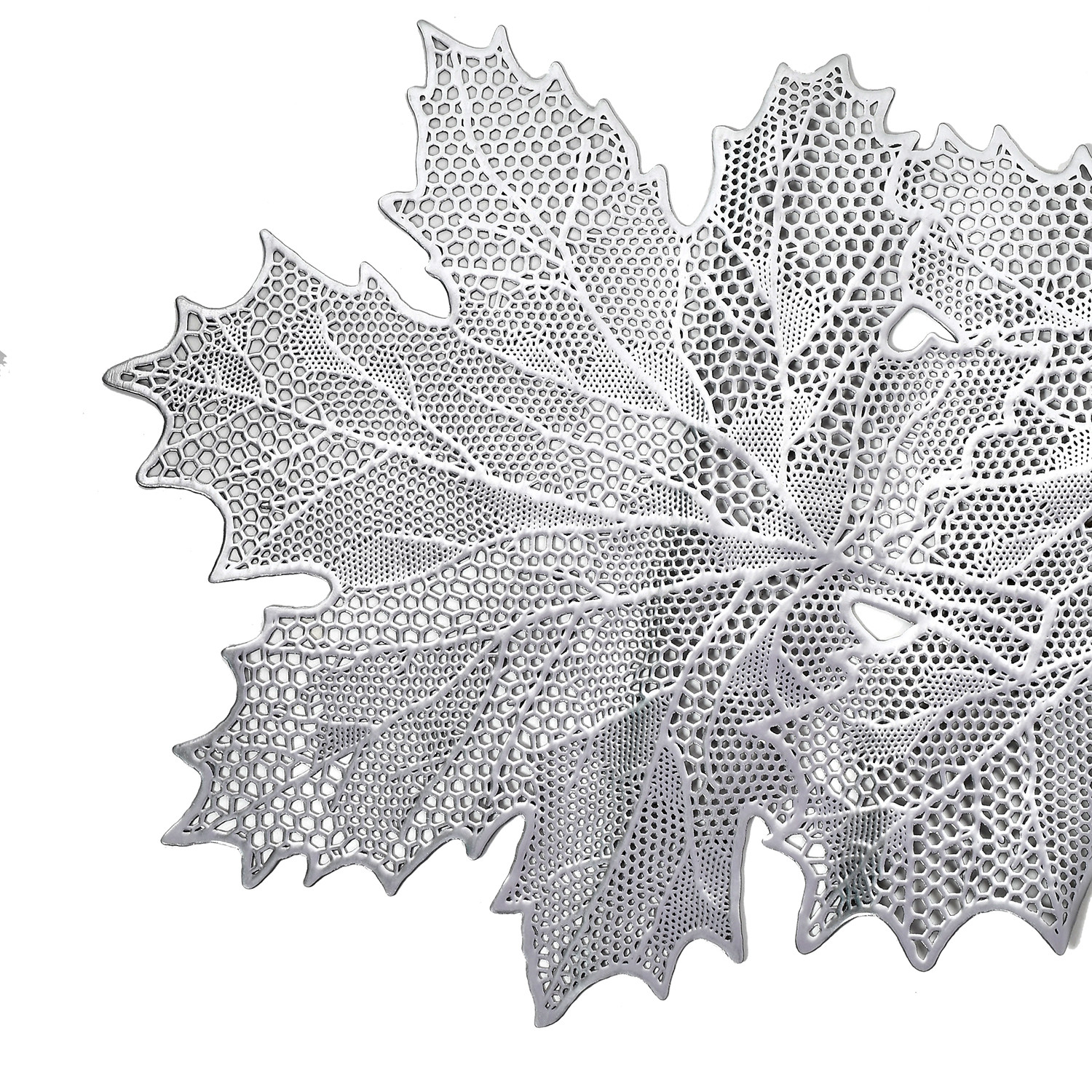 Kuber Industries Leaf Design Soft Leather Table Runner For Patios Family Dinner Office Kitchen Table (Silver)-HS43KUBMART26603