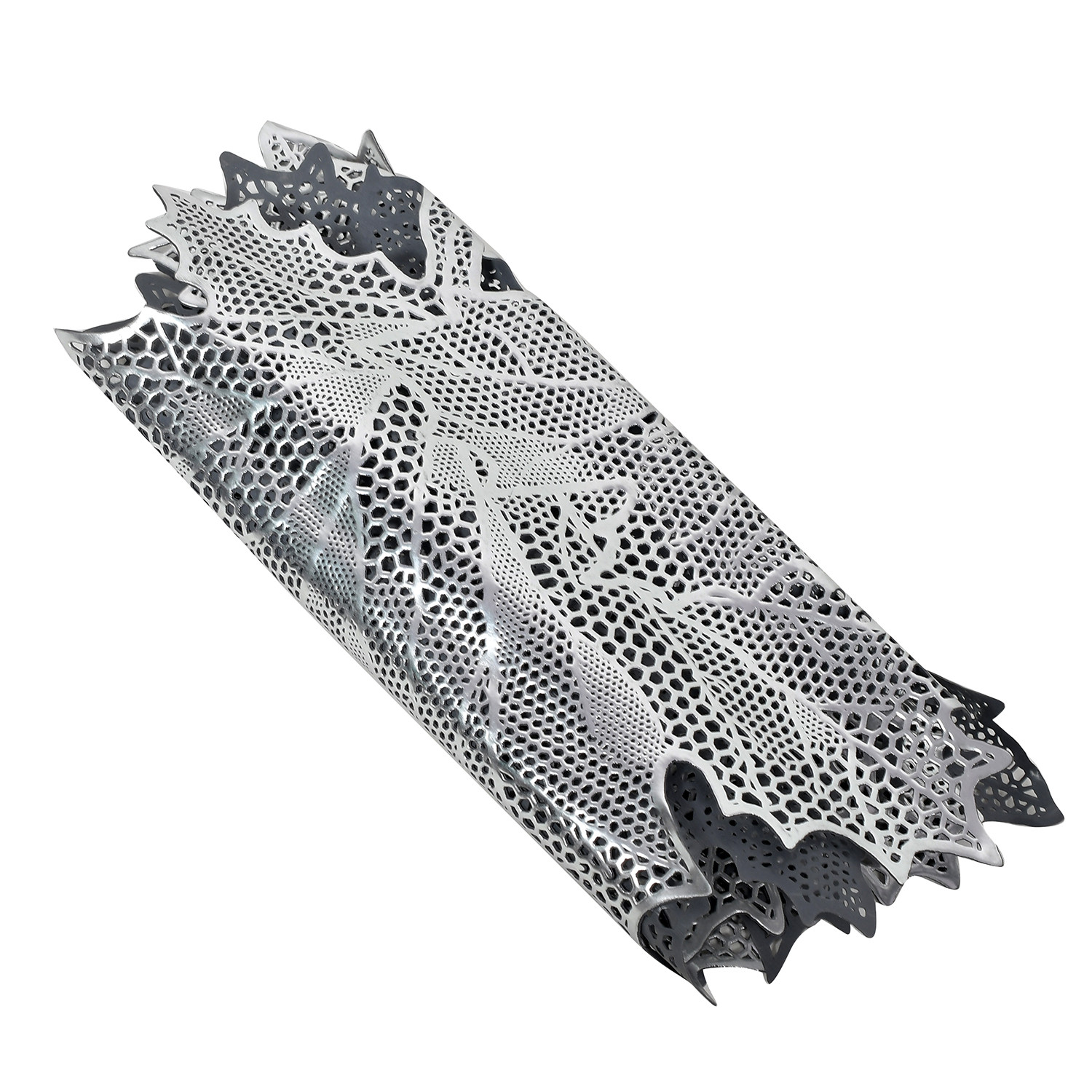 Kuber Industries Leaf Design Soft Leather Table Runner For Patios Family Dinner Office Kitchen Table (Silver)-HS43KUBMART26603