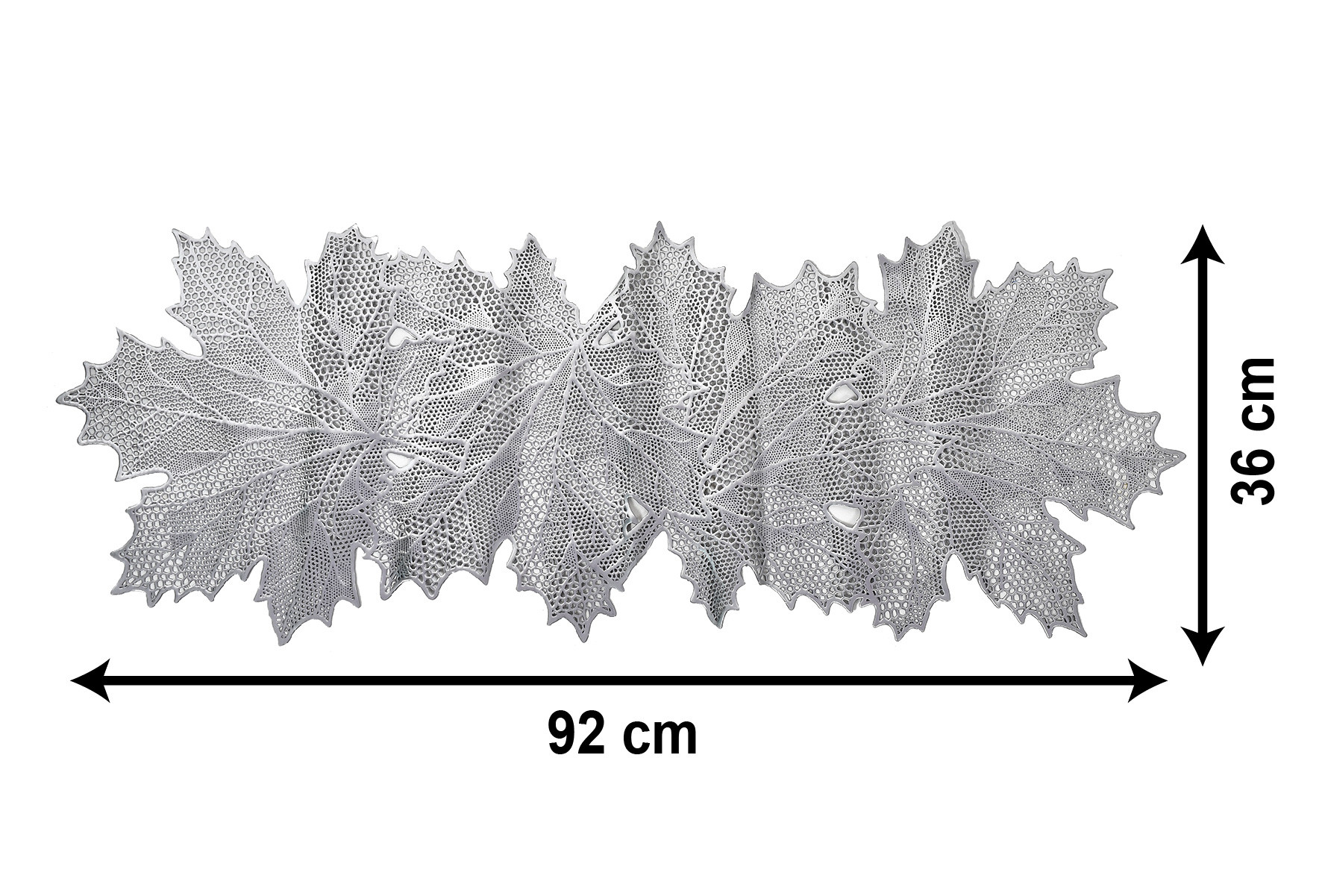 Kuber Industries Leaf Design Soft Leather Table Runner For Patios Family Dinner Office Kitchen Table (Silver)-HS43KUBMART26603