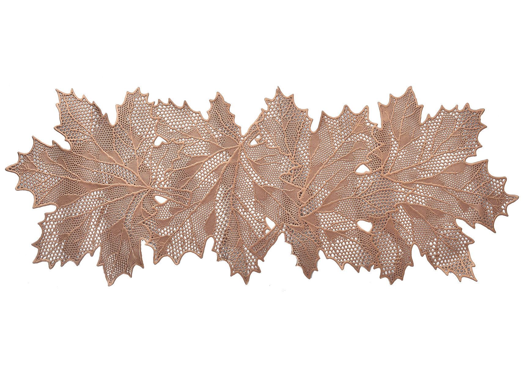 Kuber Industries Leaf Design Soft Leather Table Runner For Patios Family Dinner Office Kitchen Table (Copper)-HS43KUBMART26605