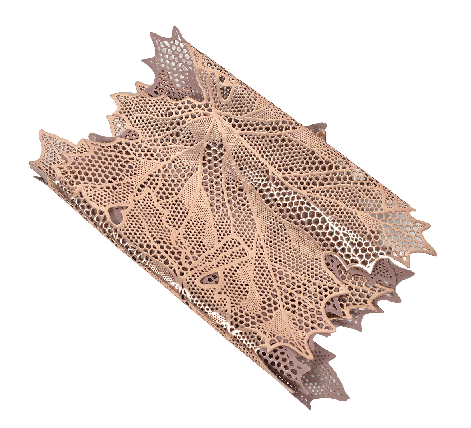 Kuber Industries Leaf Design Soft Leather Table Runner For Patios Family Dinner Office Kitchen Table (Copper)-HS43KUBMART26605