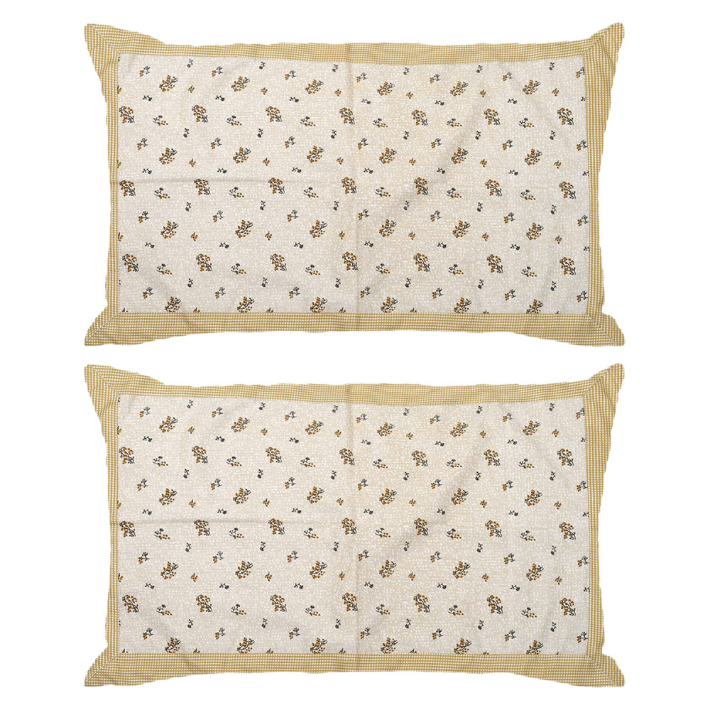 Kuber Industries Leaf Print Cotton Pillow Cover- 17x27 Inch,(Beige)