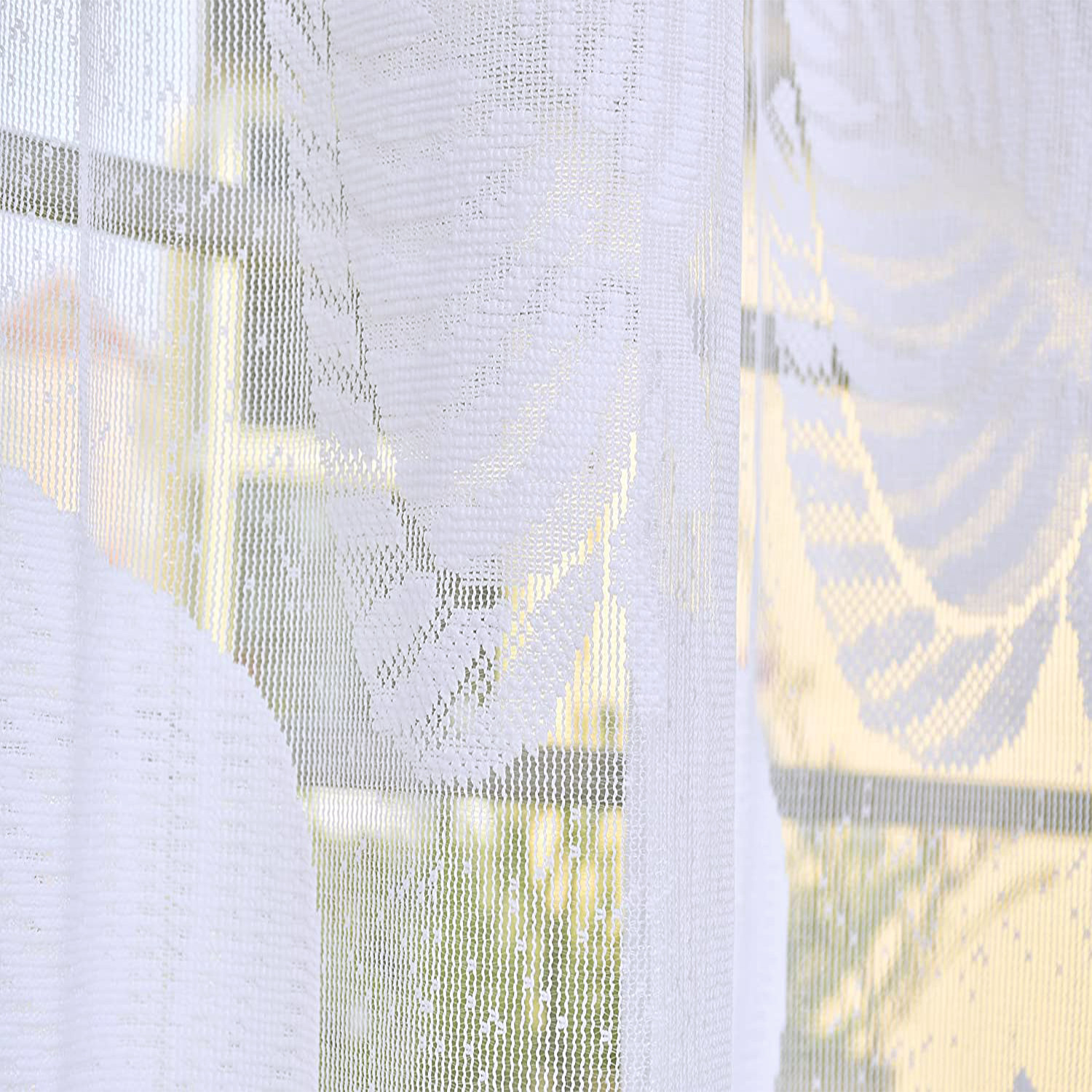 Kuber Industries Leaf Print Home Décor Cotton Door Curtain With 8 Eyeletss, 7 Feet (White)