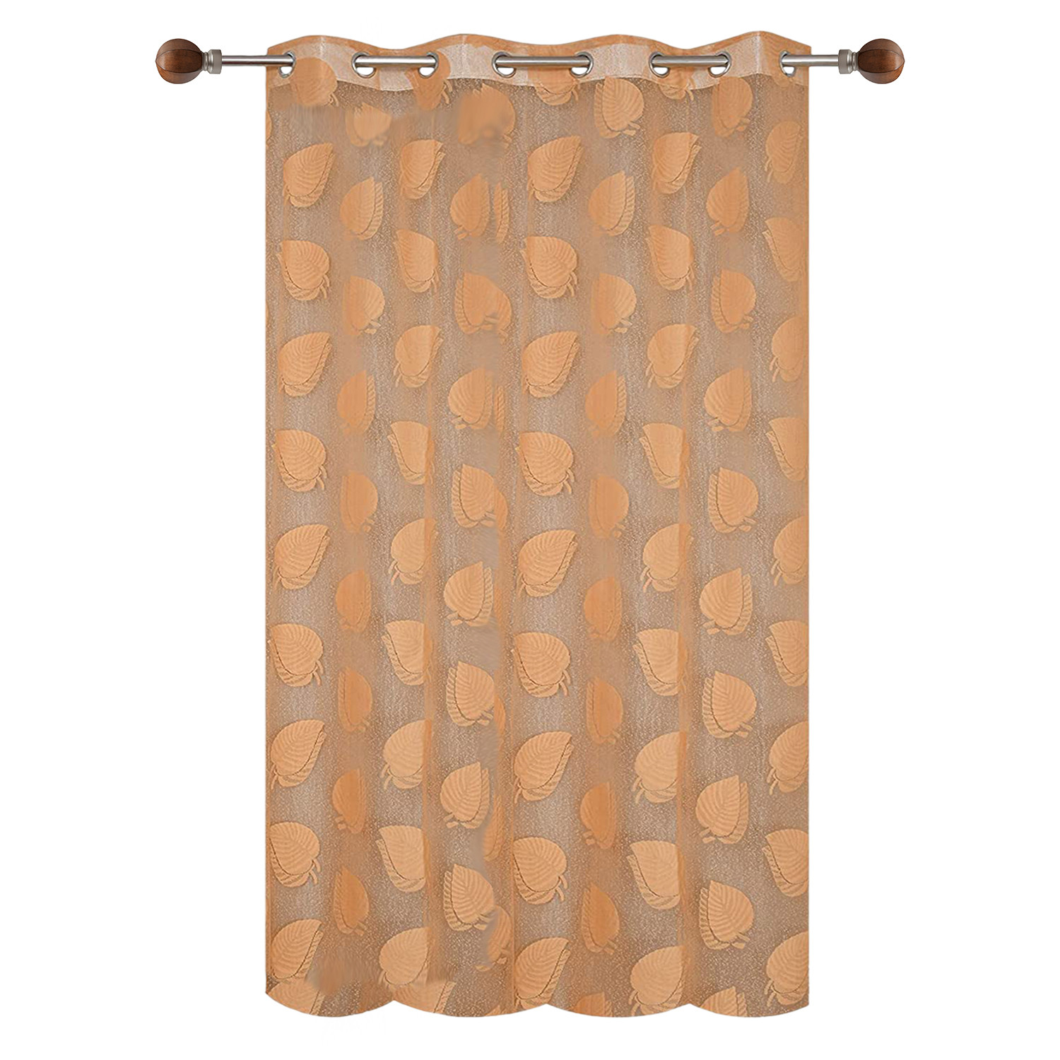 Kuber Industries Leaf Print Home Decor Cotton Door Curtain With 8 Eyeletss, 7 Feet (Brown)
