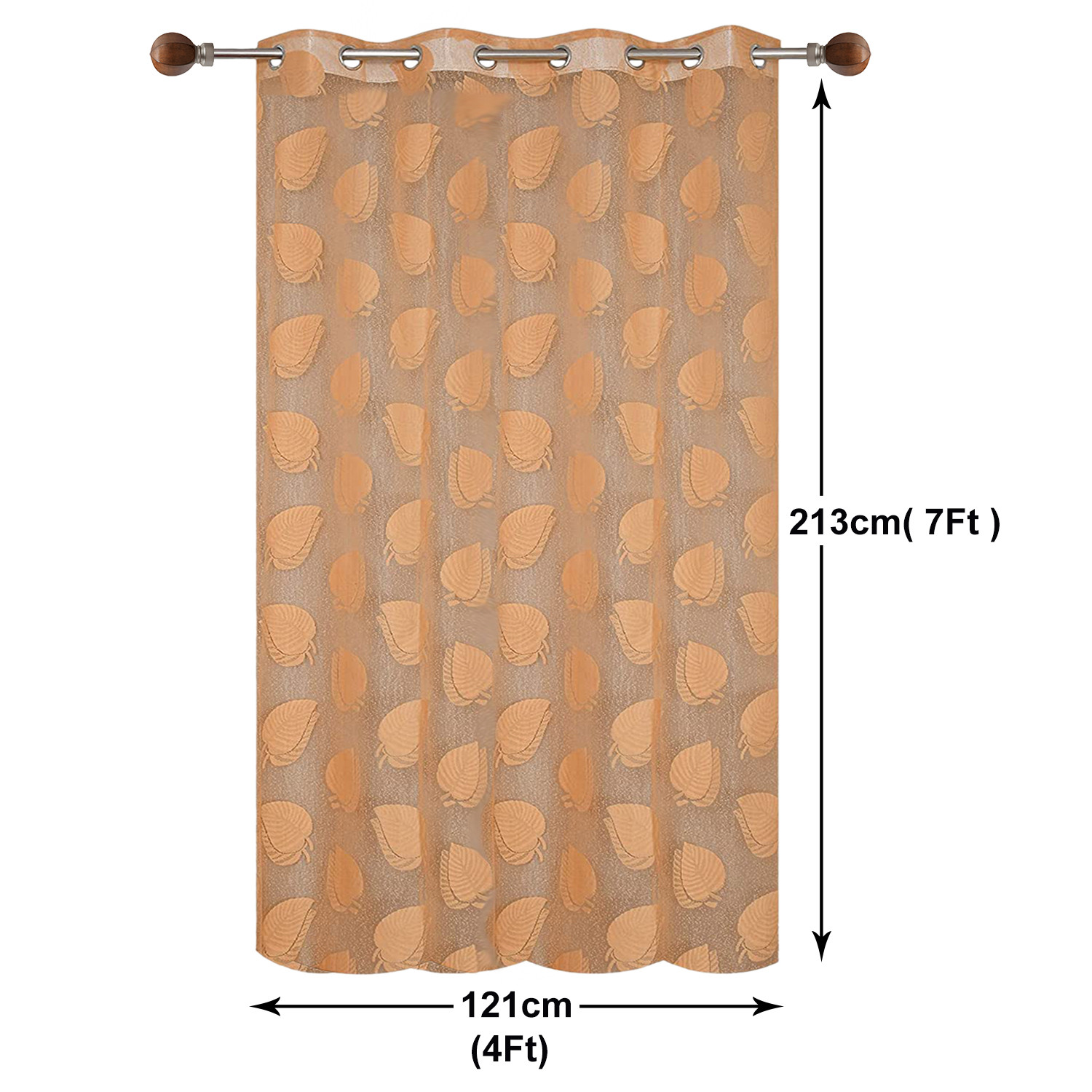 Kuber Industries Leaf Print Home Decor Cotton Door Curtain With 8 Eyeletss, 7 Feet (Brown)