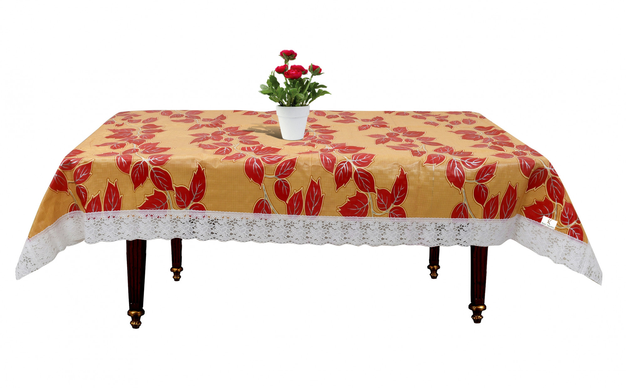 Kuber Industries Leaf Print PVC 4 Seater Center Table Cover 40