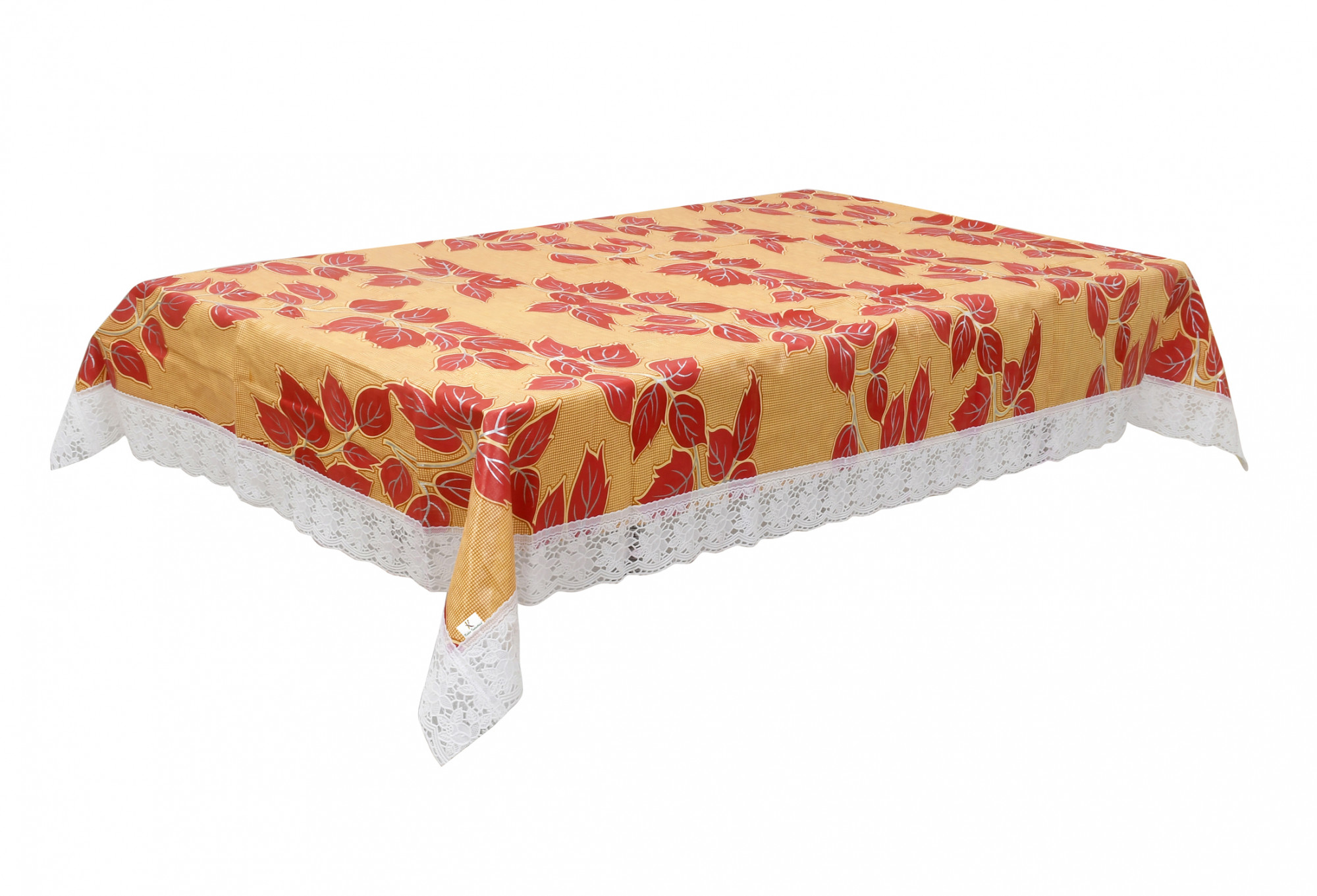 Kuber Industries Leaf Print PVC 6 Seater Dining Table Cover 60