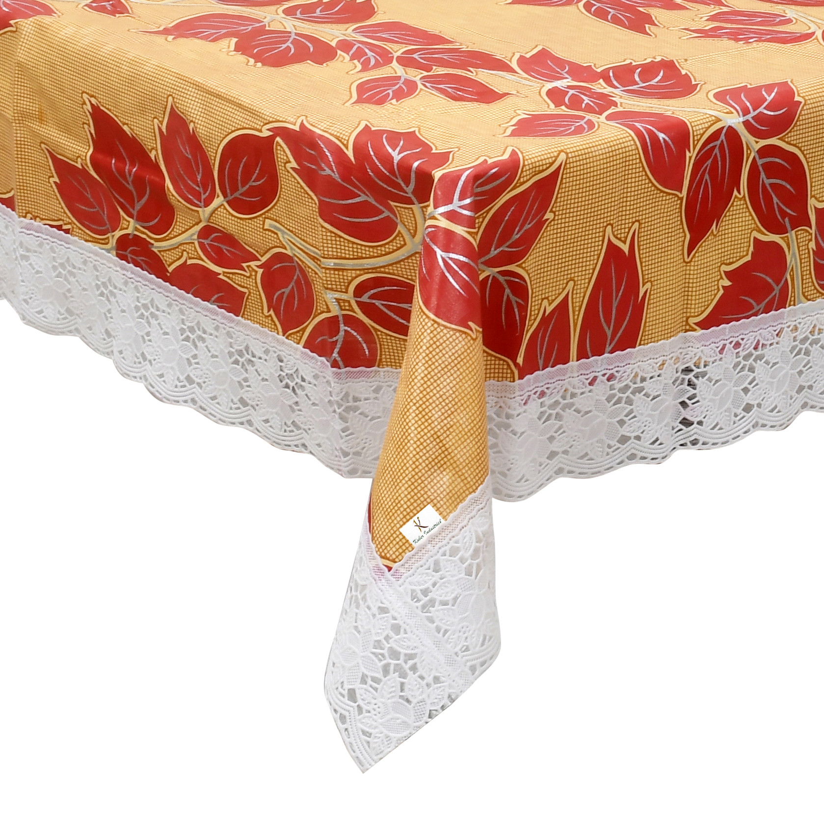 Kuber Industries Leaf Print PVC 6 Seater Dining Table Cover 60