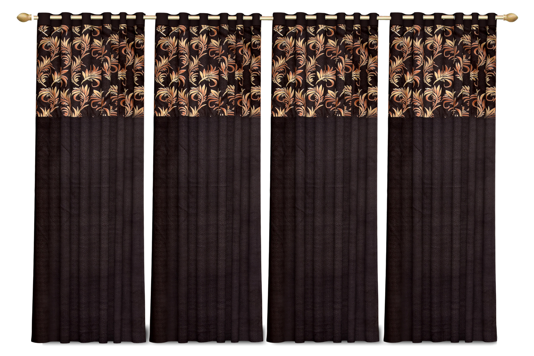 Kuber Industries Leaf Print Room Darkening  Door Curtain, 7 Feet (Brown)