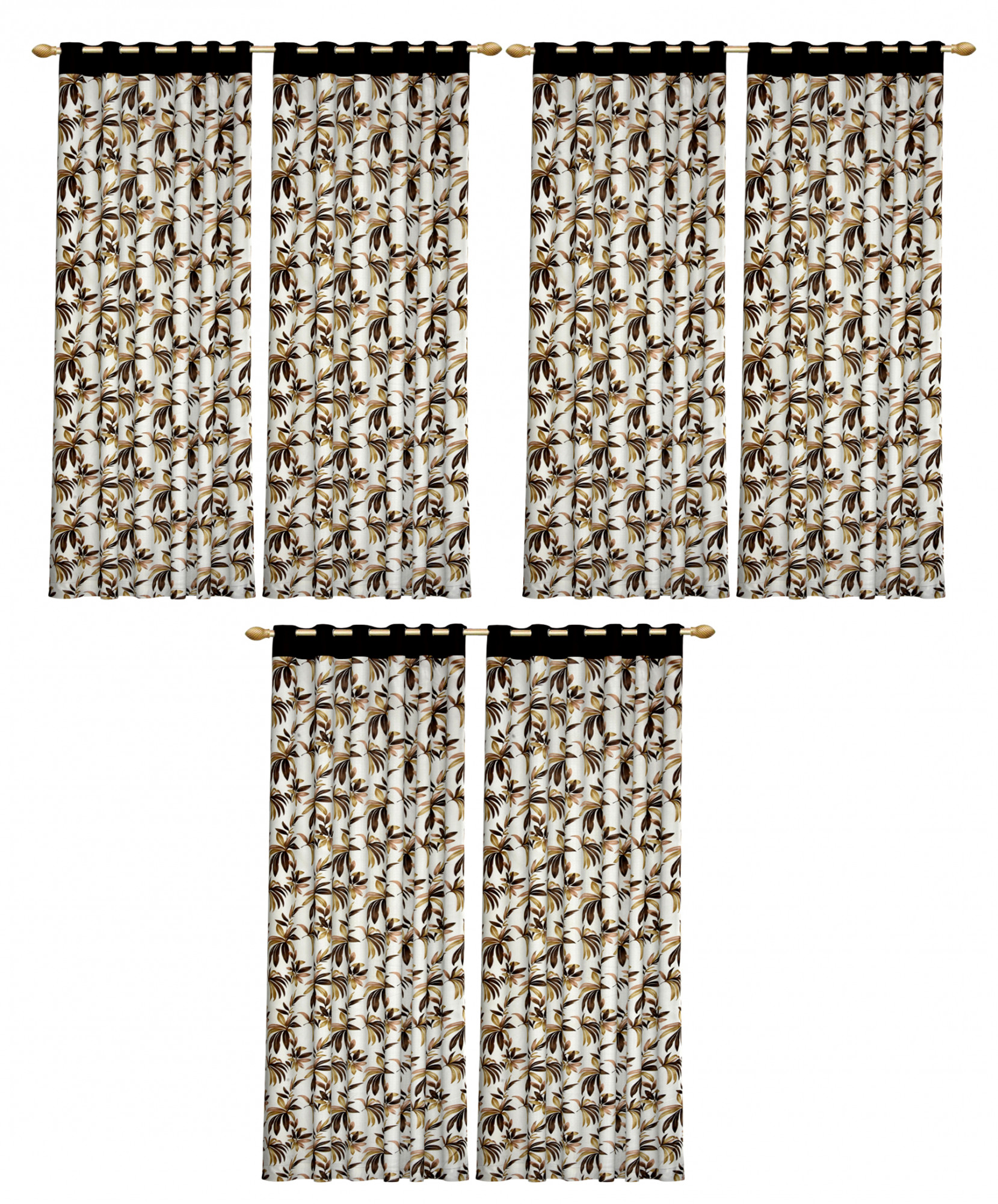 Kuber Industries Leaf Print Room Darkening Door Curtain, 7 Feet (Brown)