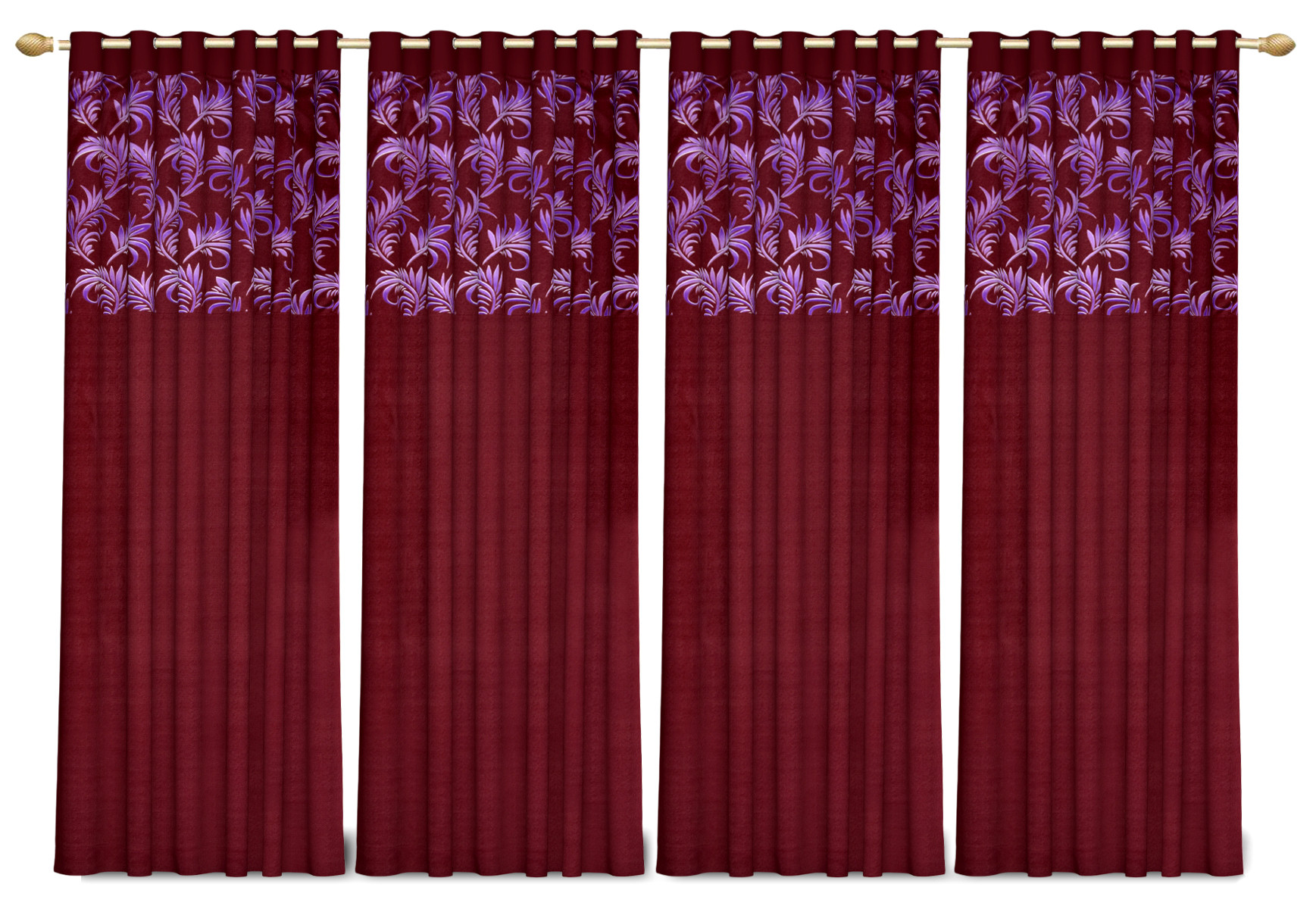 Kuber Industries Leaf Print Room Darkening Door Curtain, 7 Feet (Maroon)