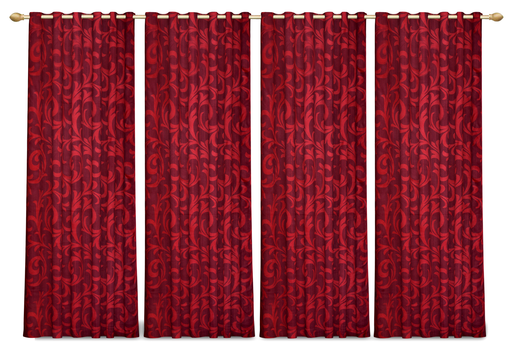 Kuber Industries Leaf Print Room Darkening Door Curtain, 7 Feet (Maroon)