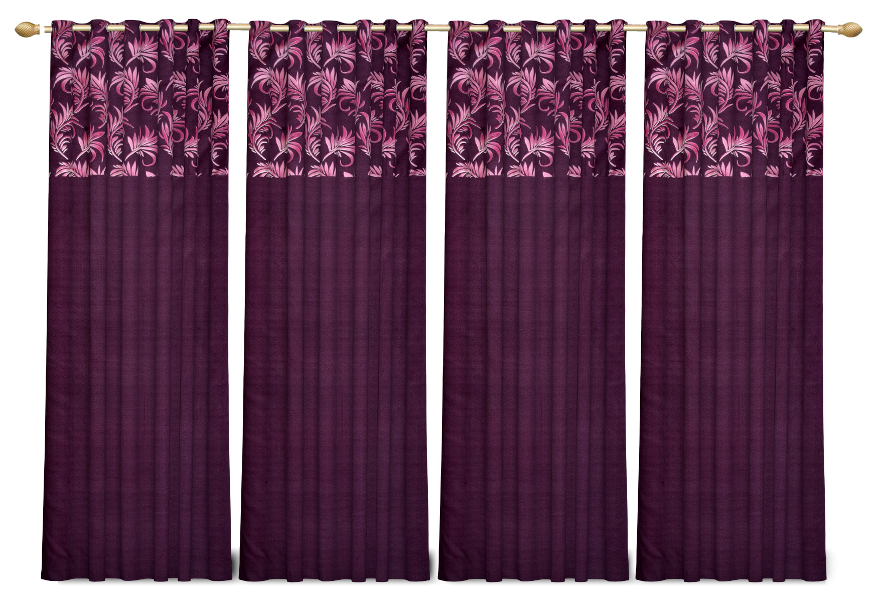 Kuber Industries Leaf Print Room Darkening Door Curtain, 7 Feet (Pink)